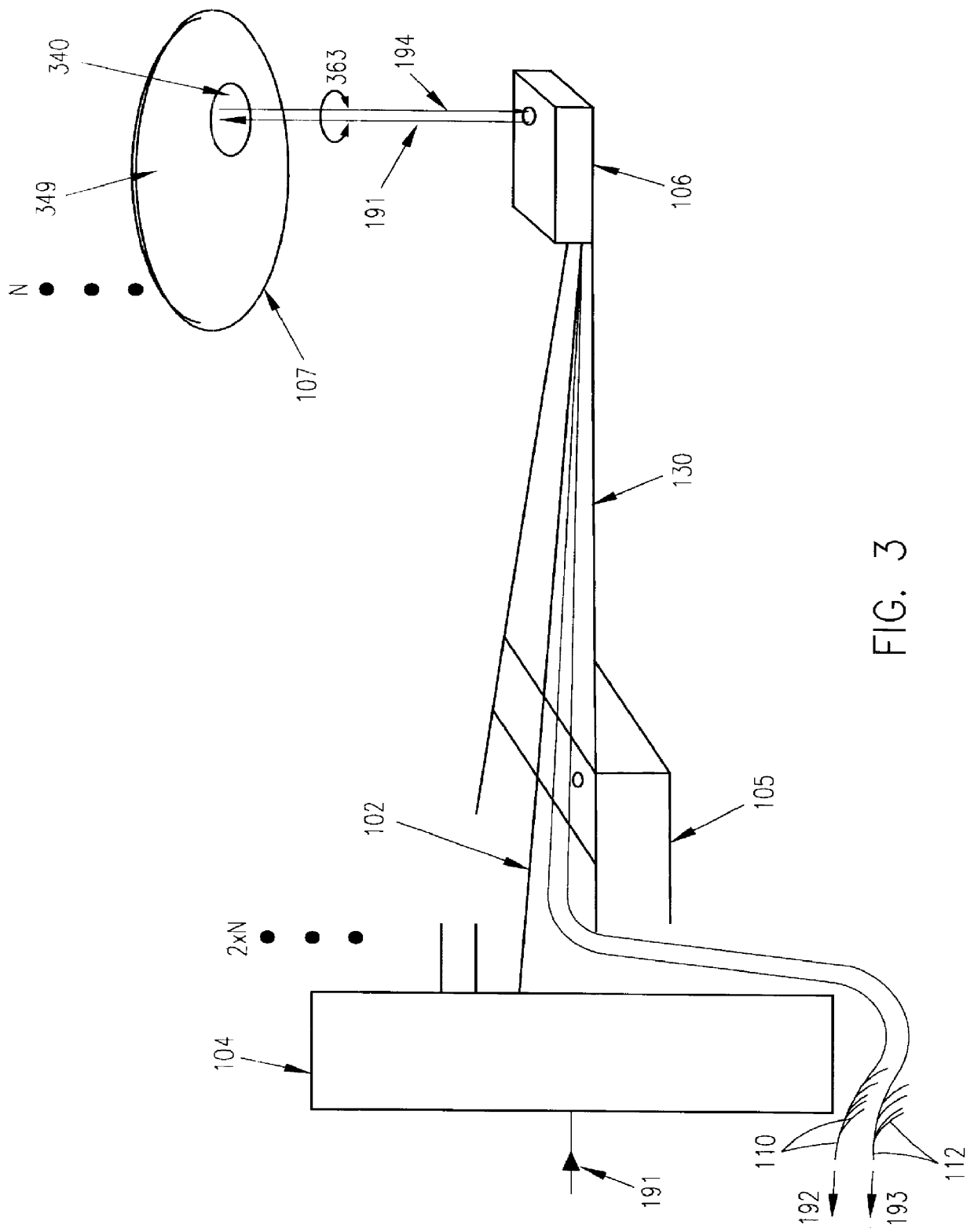 Data storage system having an optical processing flying head