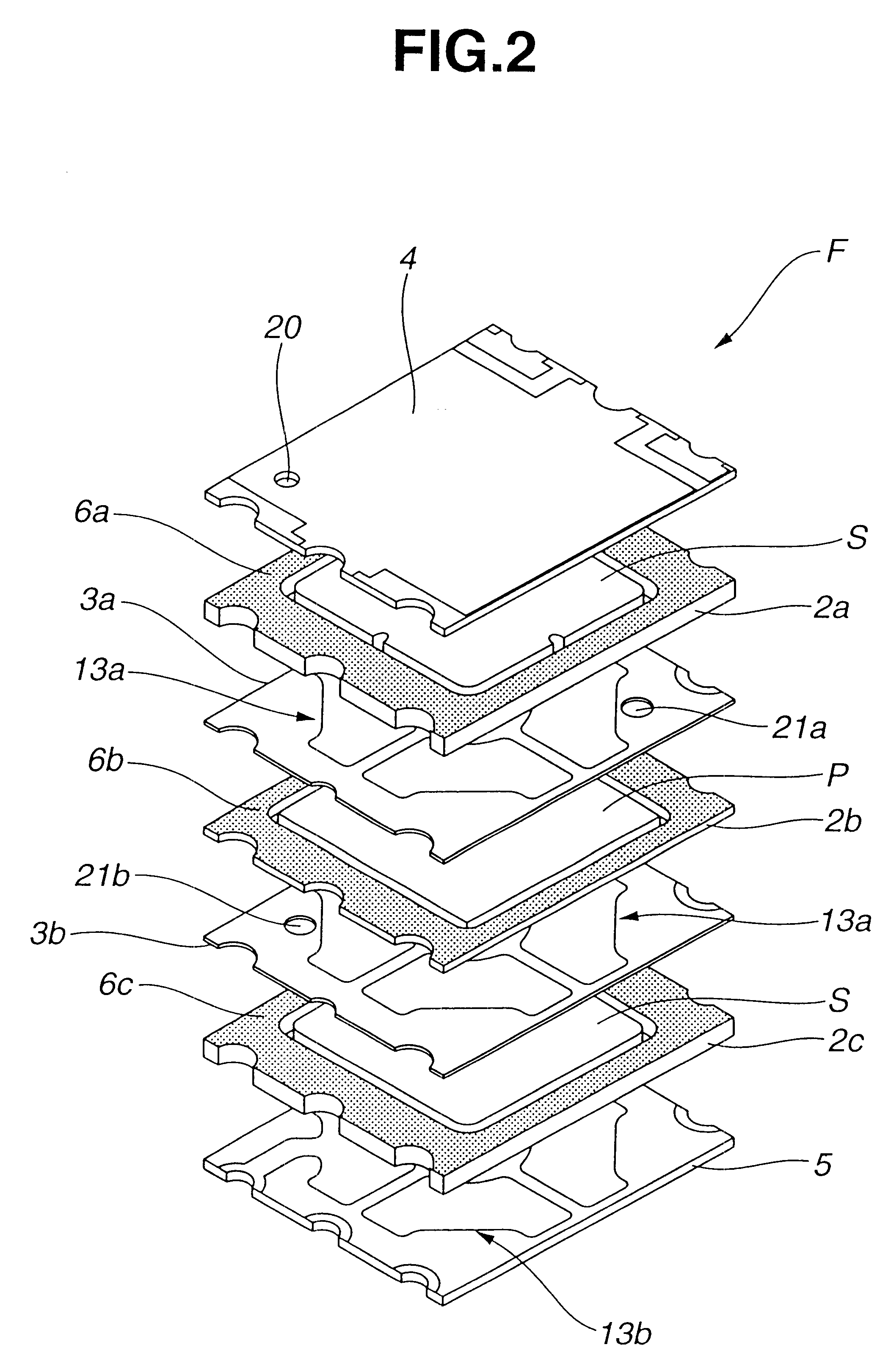 Multilayer piezoelectric filter with an air vent between two resonator chambers