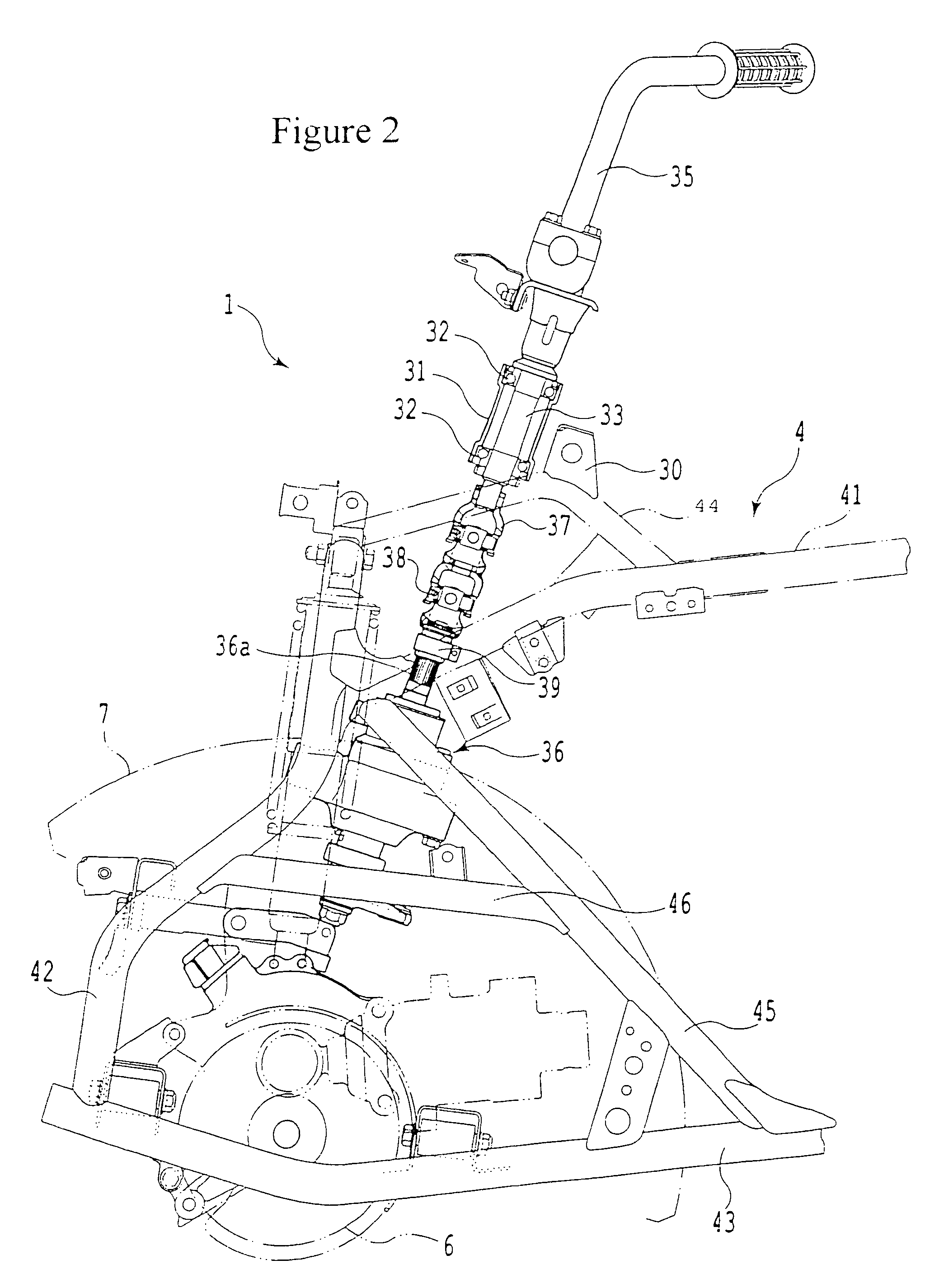 Steering shaft support structure and vehicle