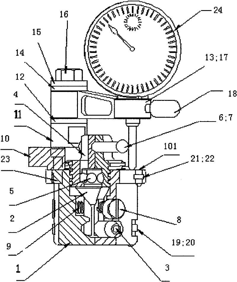 Measuring instrument for the axial position of the r-groove of the roller cone bit for oil