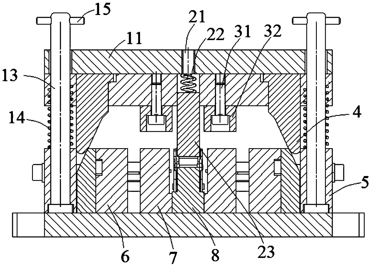 Jump button riveting and flanging integrated tooling and processing method thereof