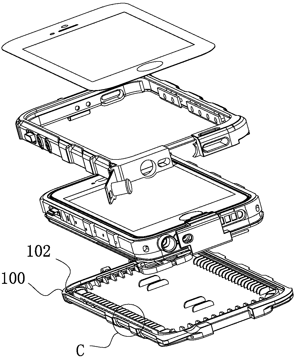 Three-proofing mobile phone protecting shell and processing mold and manufacturing method thereof