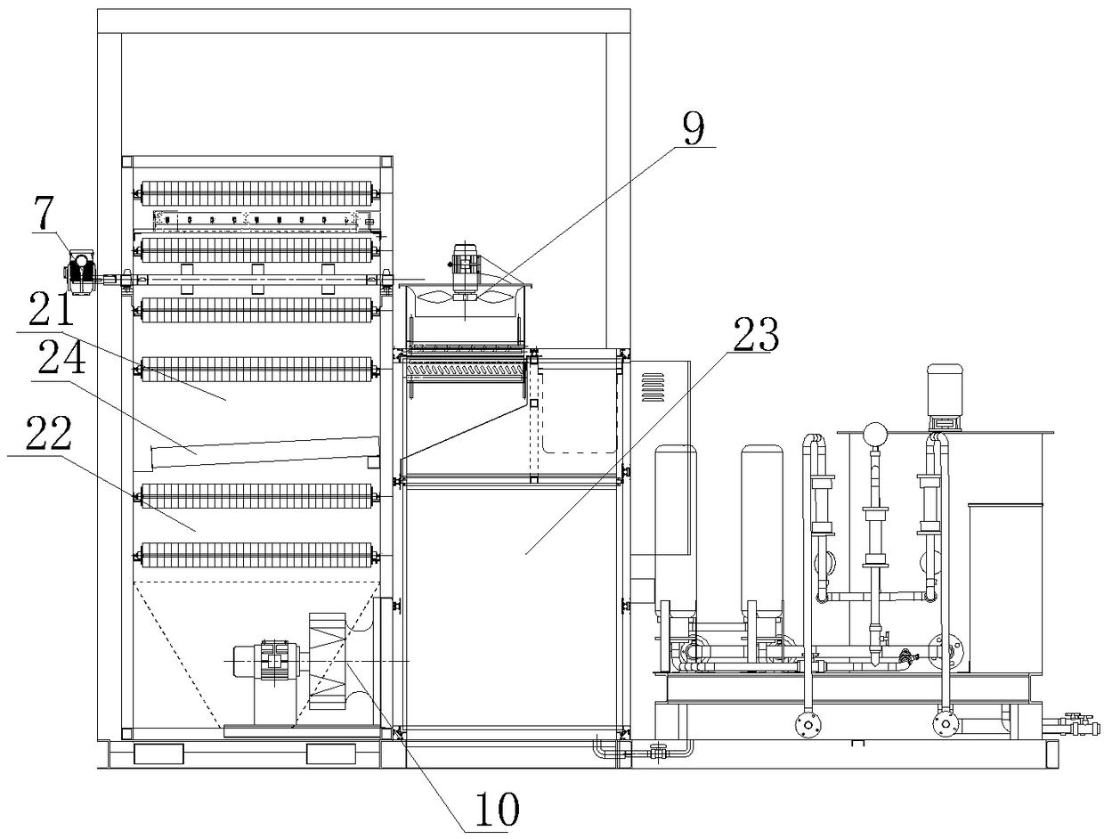 Belt type concentrated liquid evaporating, crystallizing and drying machine