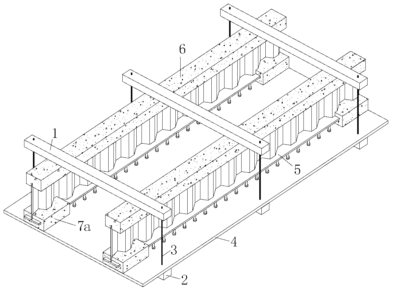 Roadbed slab non-tensile stress construction method based on combined channel girder