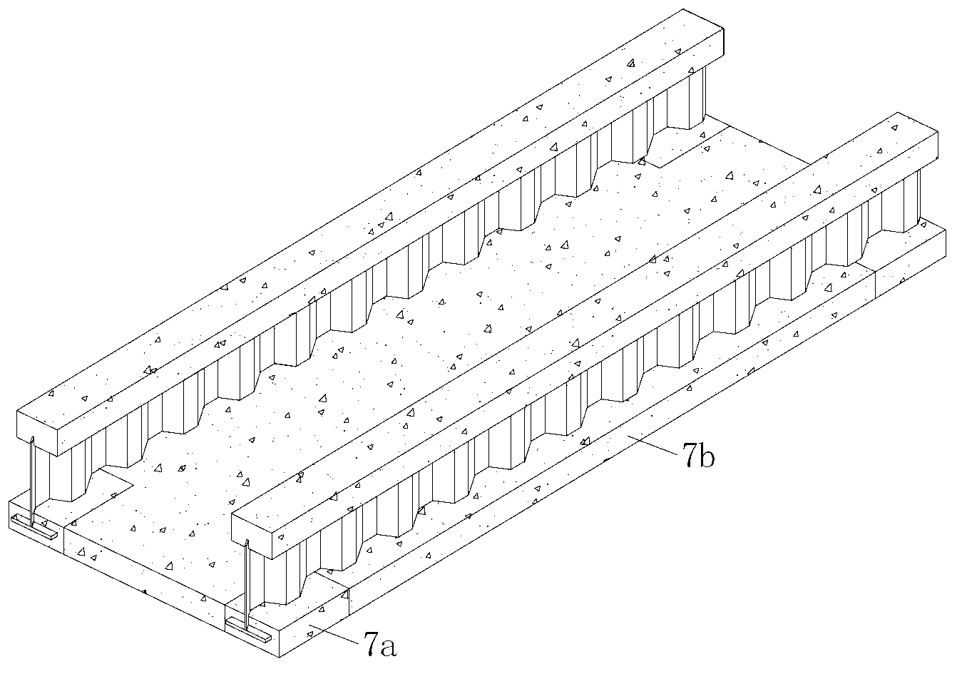 Roadbed slab non-tensile stress construction method based on combined channel girder