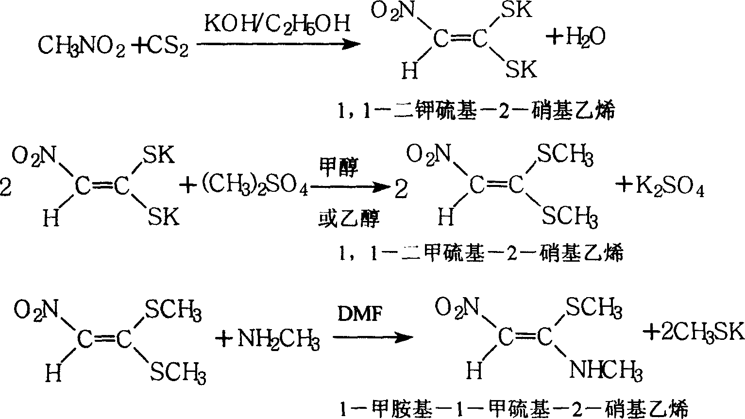 1-methylamino-1- methylthio-2-nitroethylene synthesis method