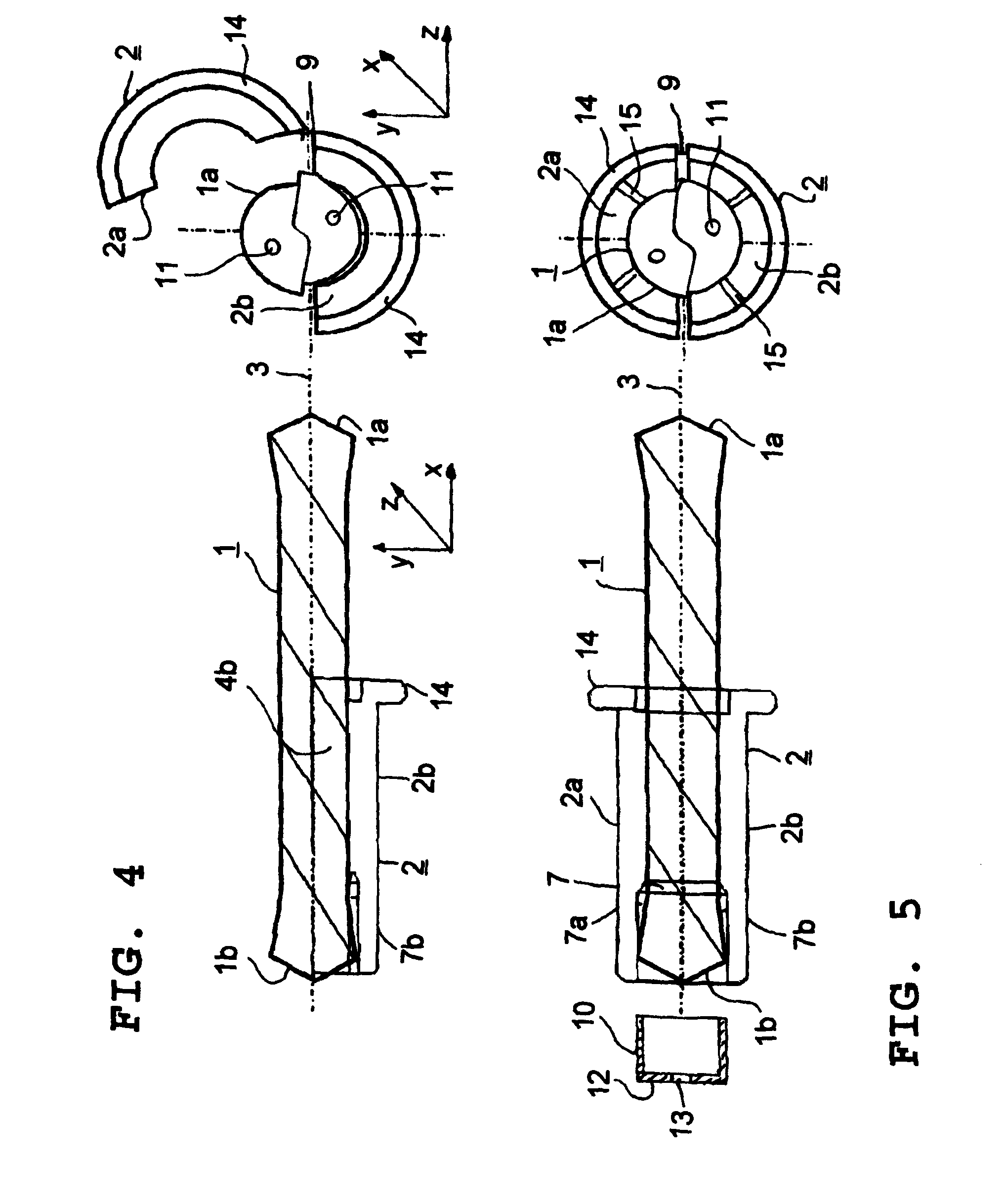 Combination of the chucking device and a drill and a chucking device for a drill with cutting tips on both ends