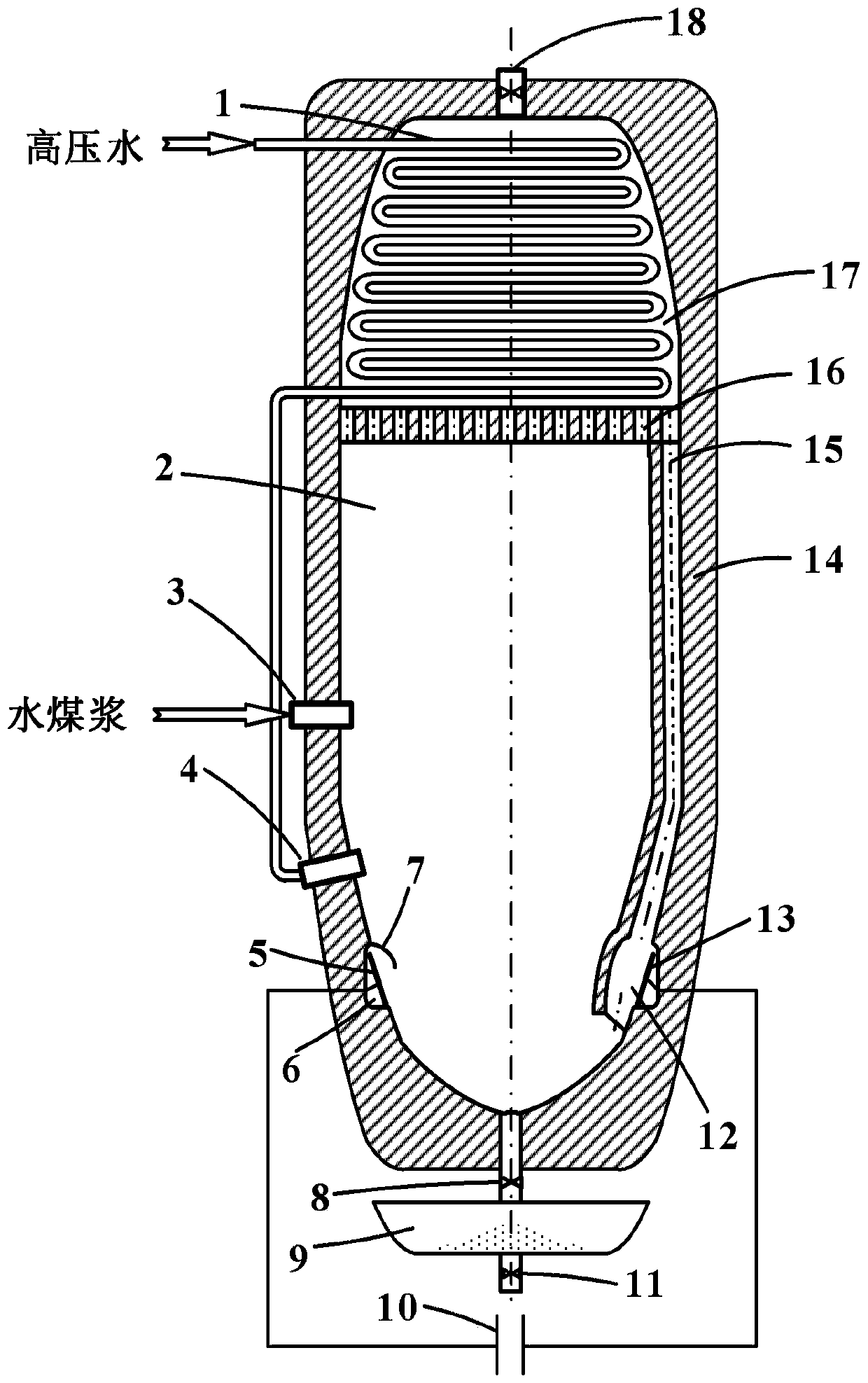 Supercritical water coal gasification device and method