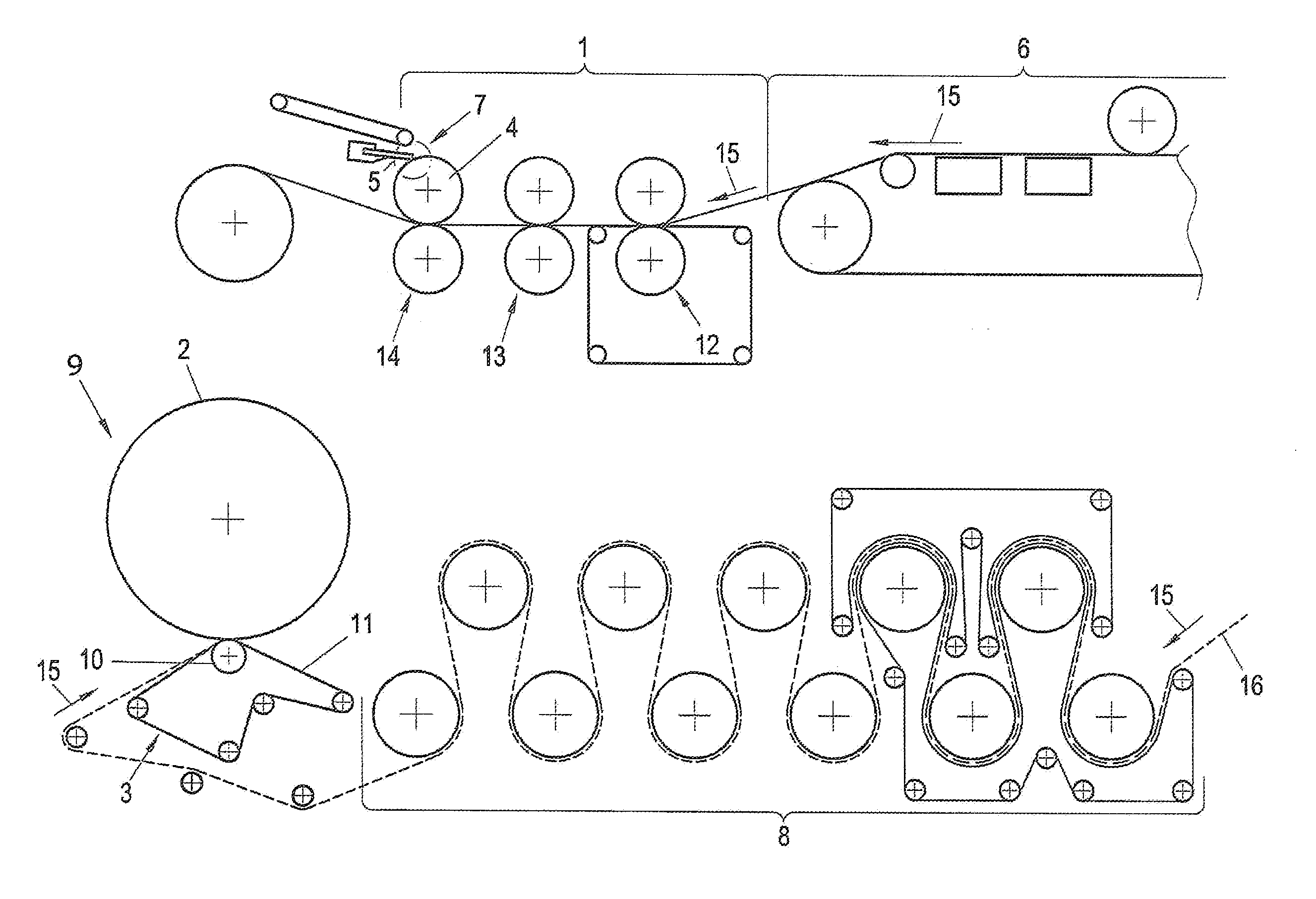 Method for producing crepe paper that is smooth on one side