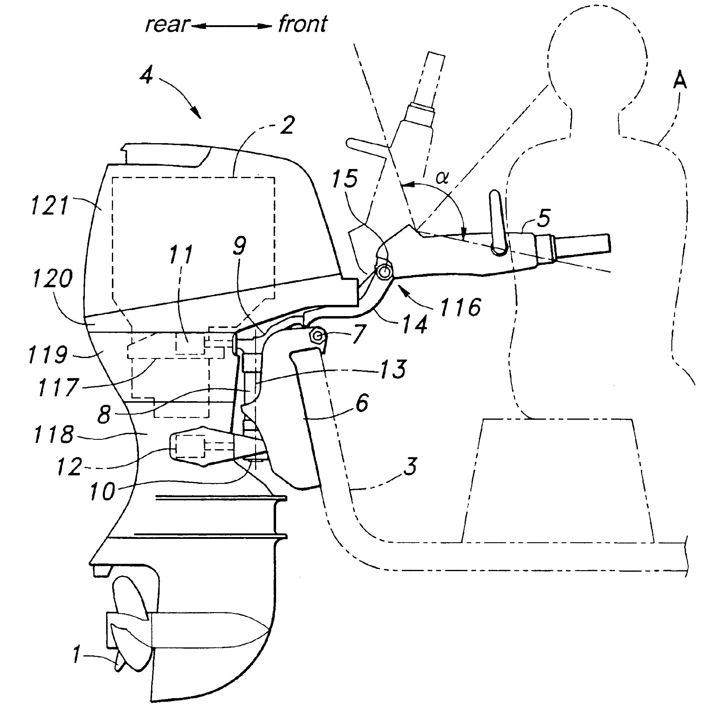 Outboard motor and tiller handle thereof
