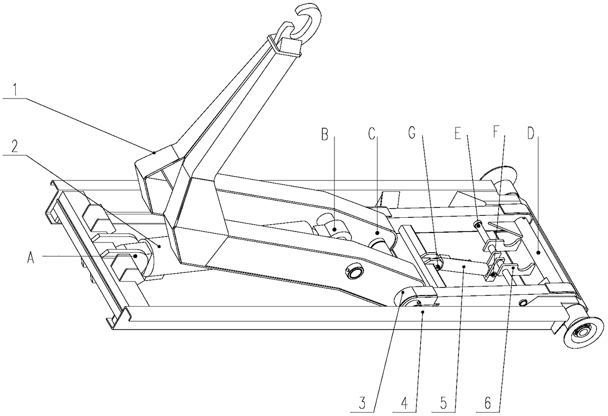 Draw arm device of single-cylinder draw arm type garbage truck