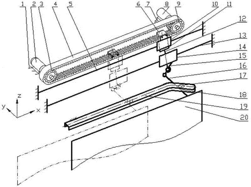 A slotted cam combination space mechanism with plug teeth and rocker guide rod