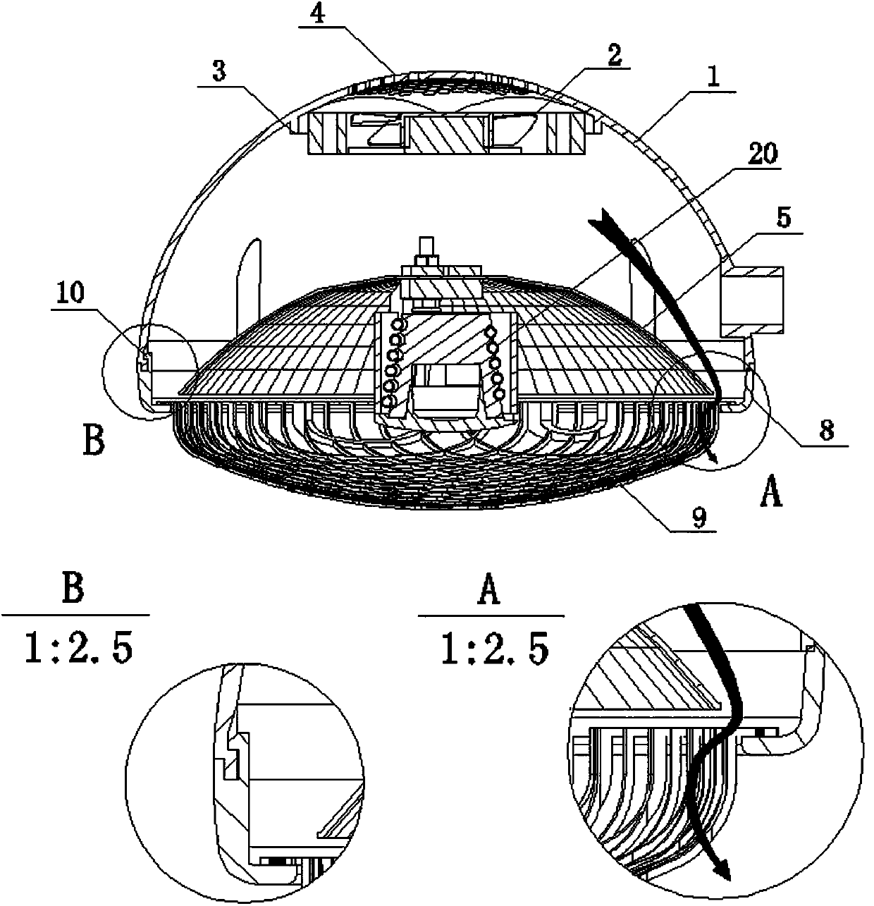 Split head heating table lamp structure