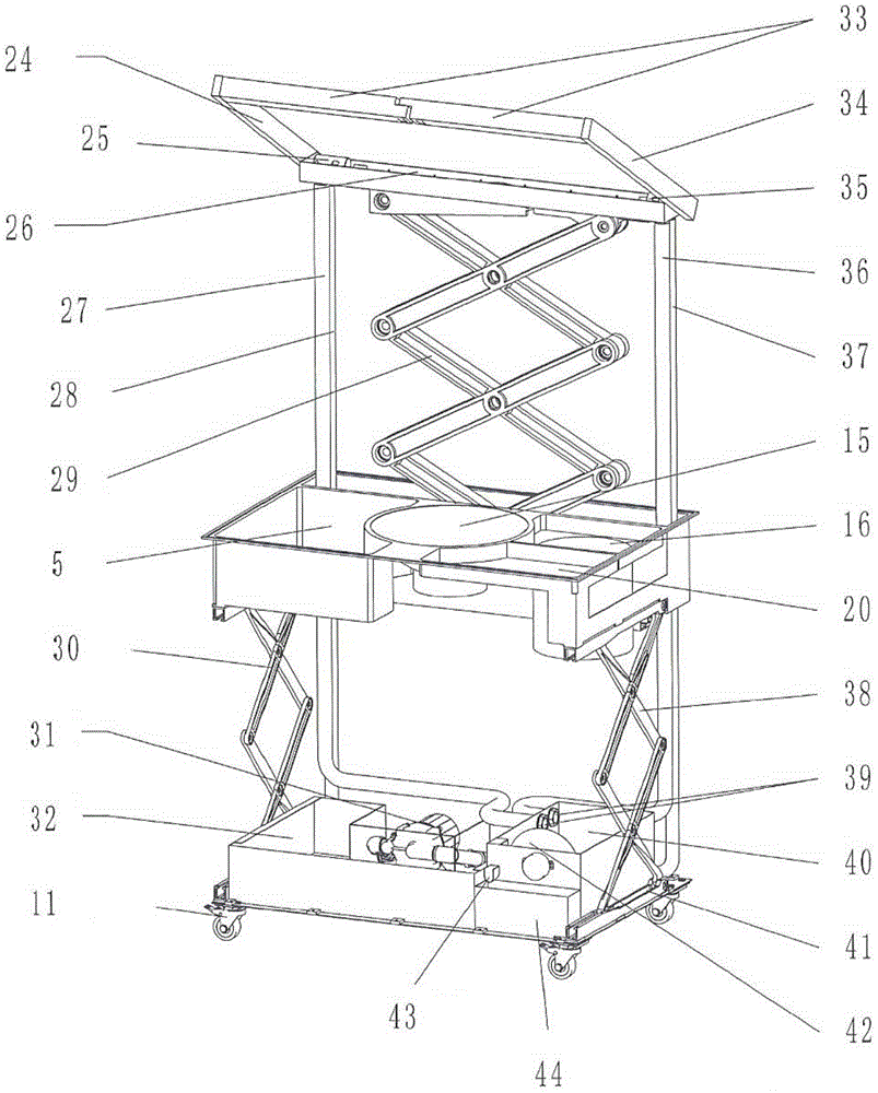 A portable all-round mini kitchen and its folding method