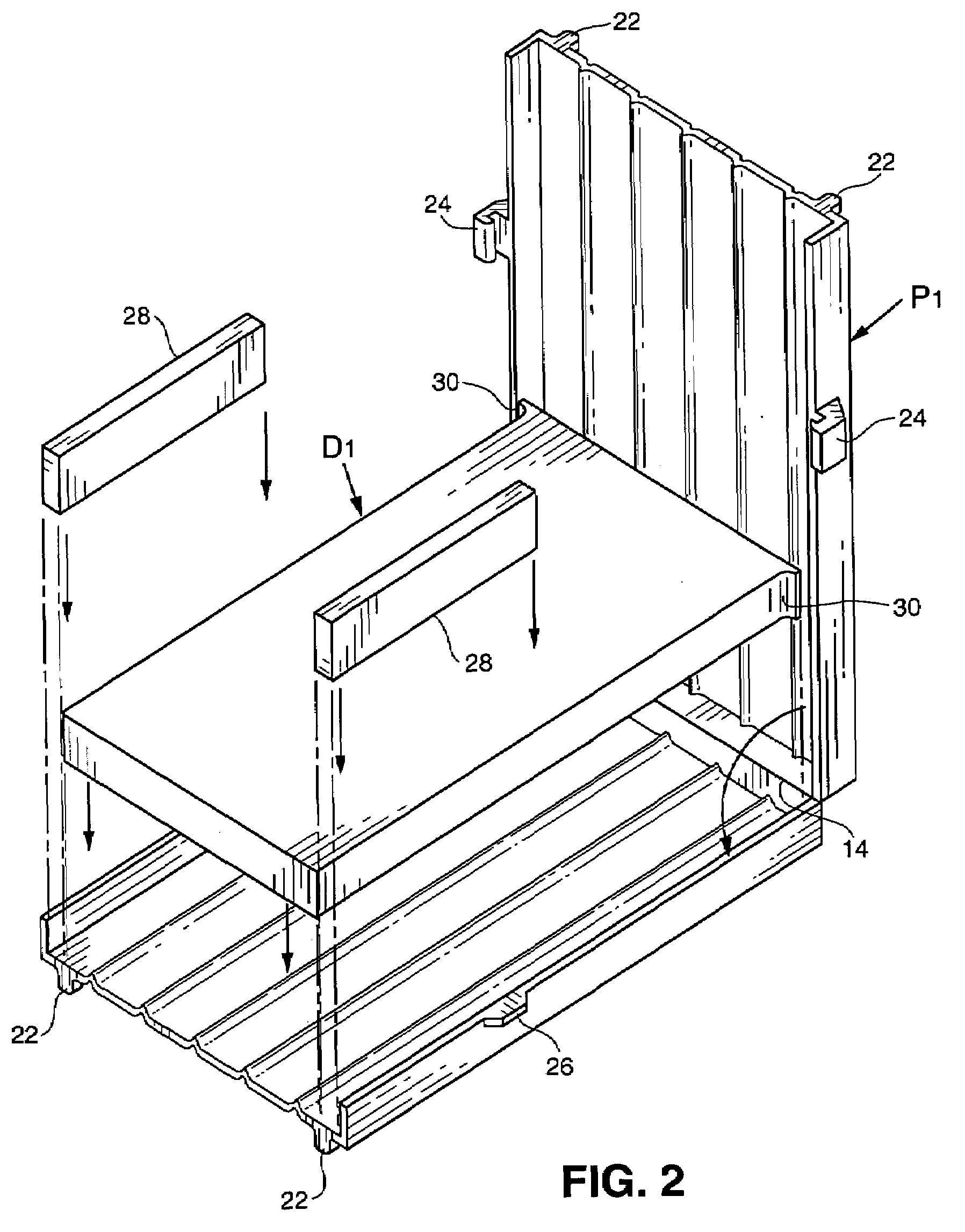 Pocket assembly for placing a flat dowel between cast in place concrete slabs