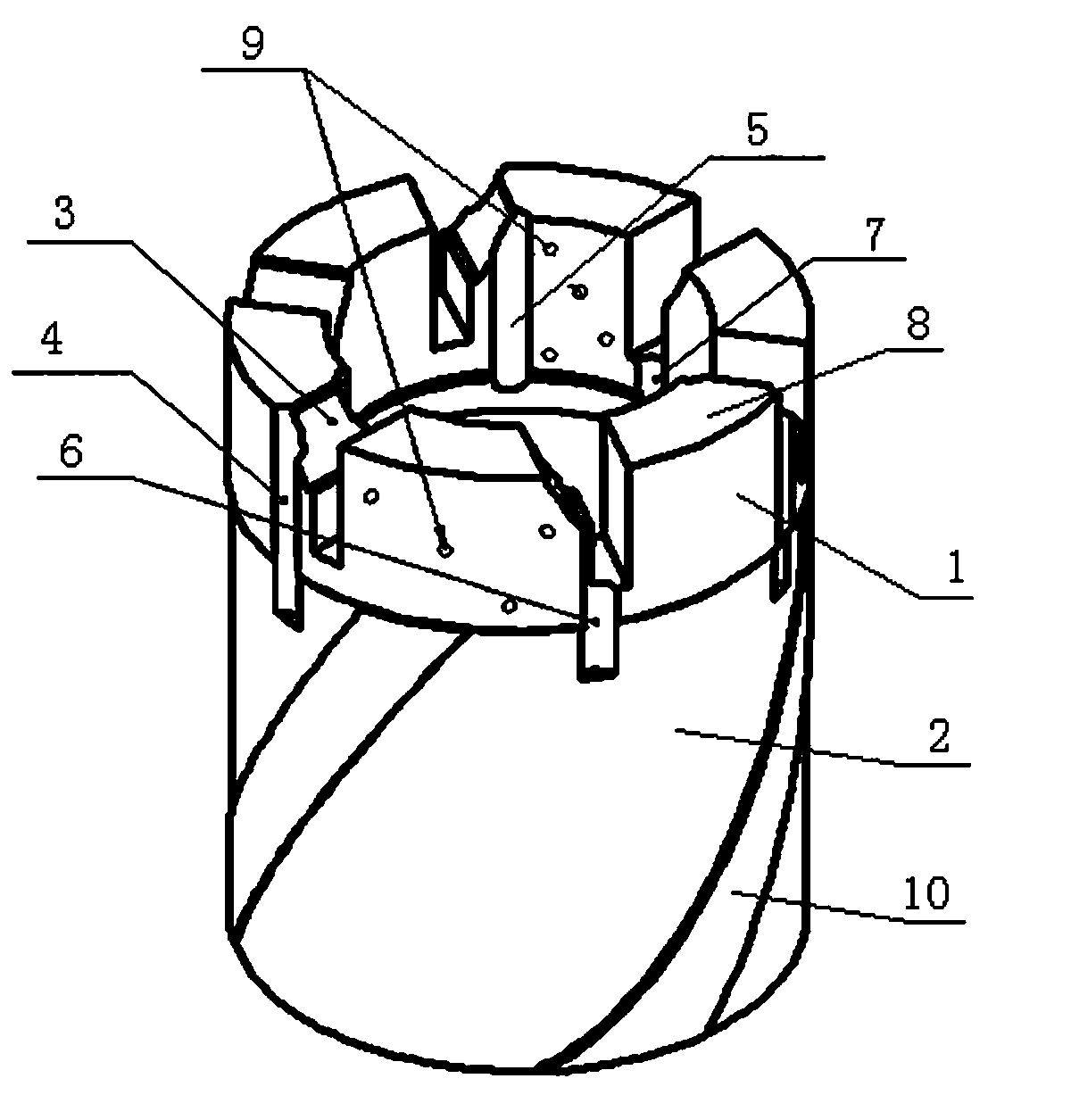 Half-funnel-type nozzle double-layer water channel diamond-impregnated bit