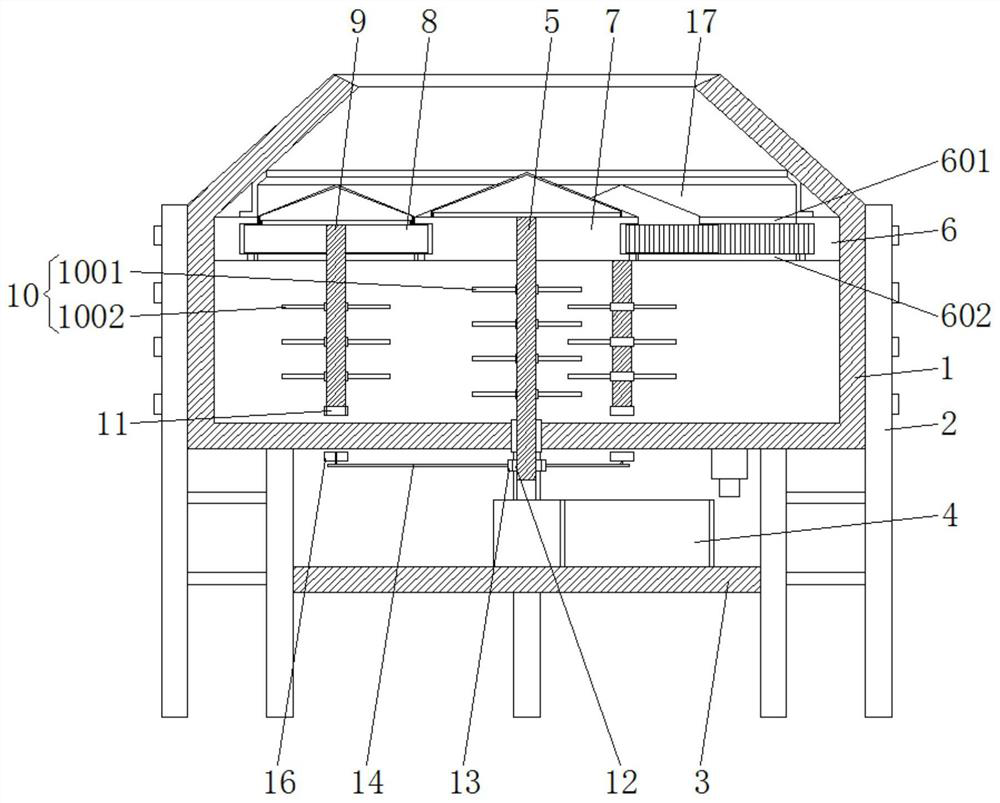 Stirring and mixing device for cosmetic production