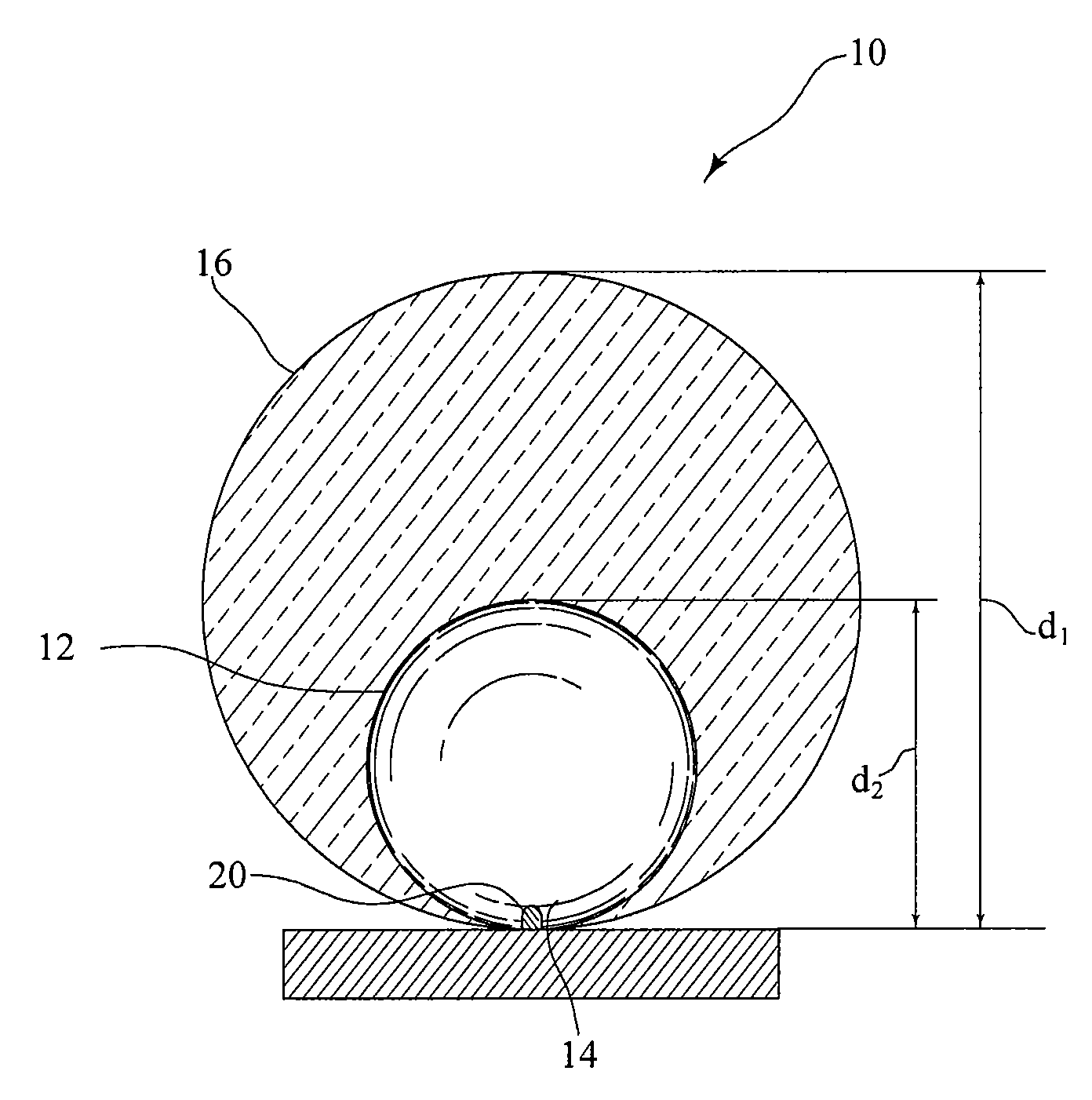 Spherical bulb for light-emitting diode with spherical inner cavity