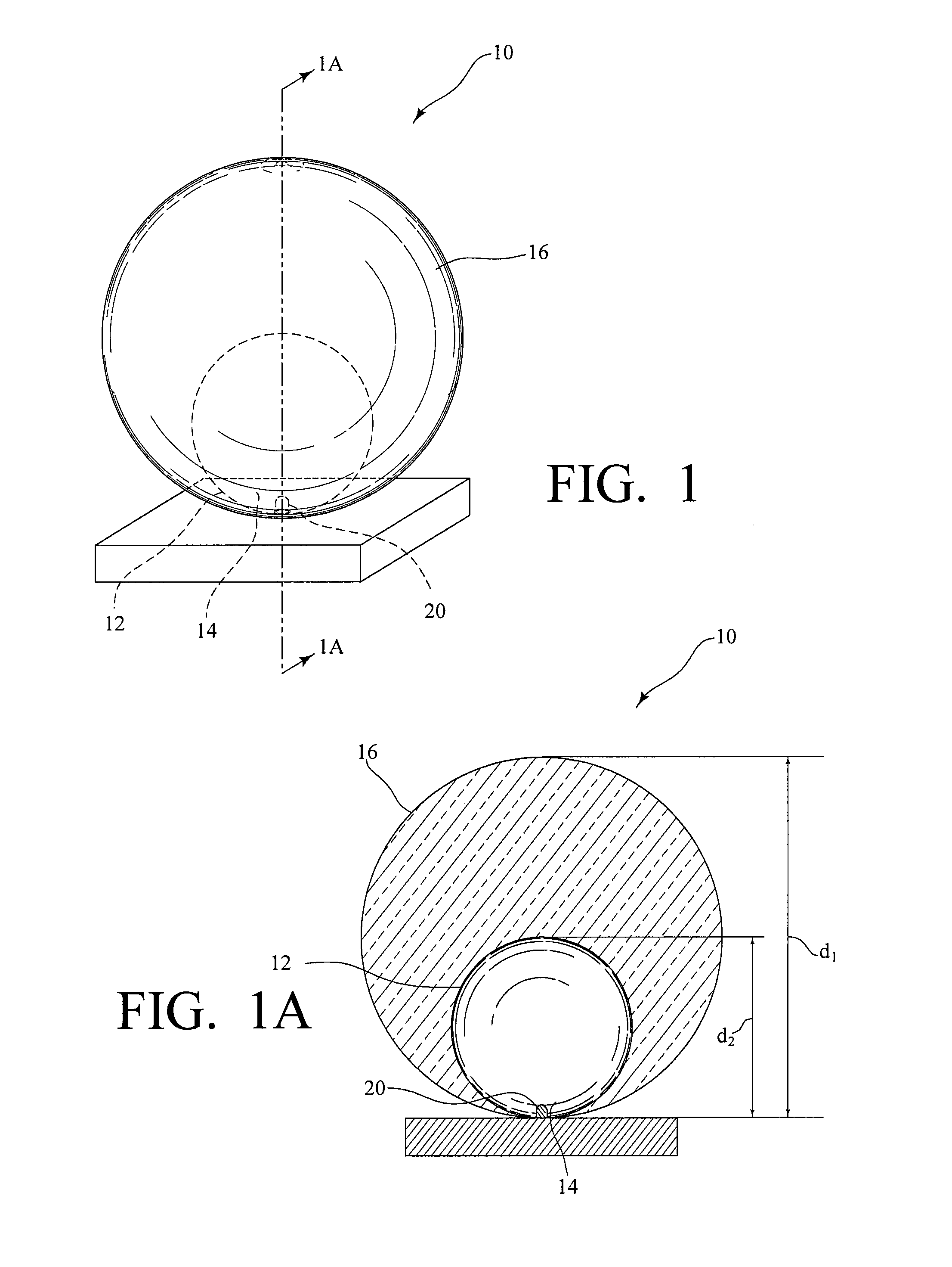 Spherical bulb for light-emitting diode with spherical inner cavity