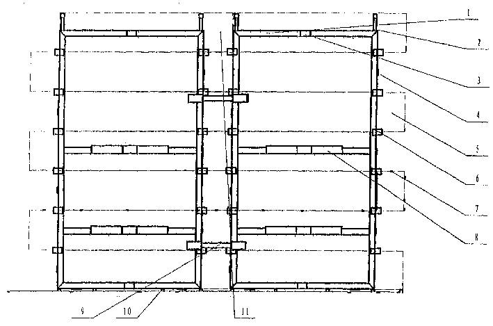 Outer making up and inner casting non-bearing wall and constructing method