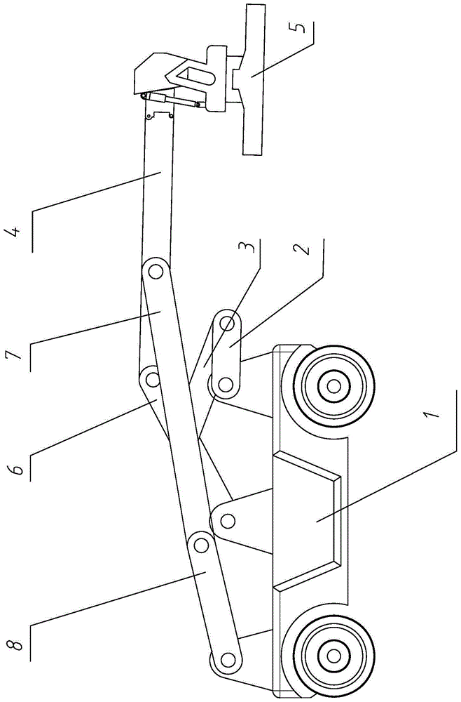 Two-degree-of-freedom seven-bar hybrid drive reach stacker crane