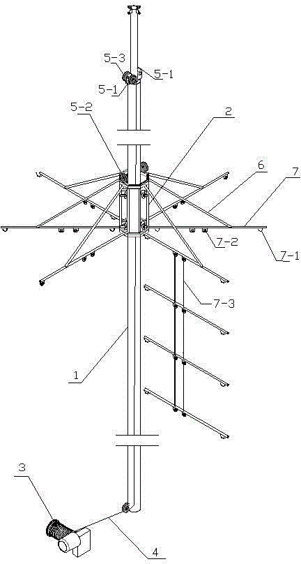Aerial suspension airing device for materials