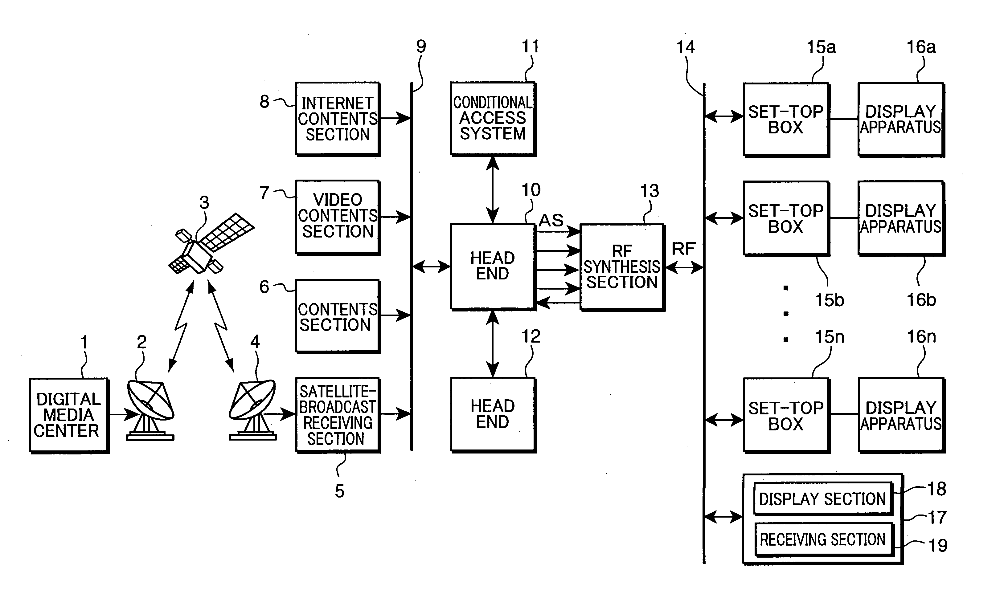 Receiving apparatus, and display apparatus and television broadcasting system therewith