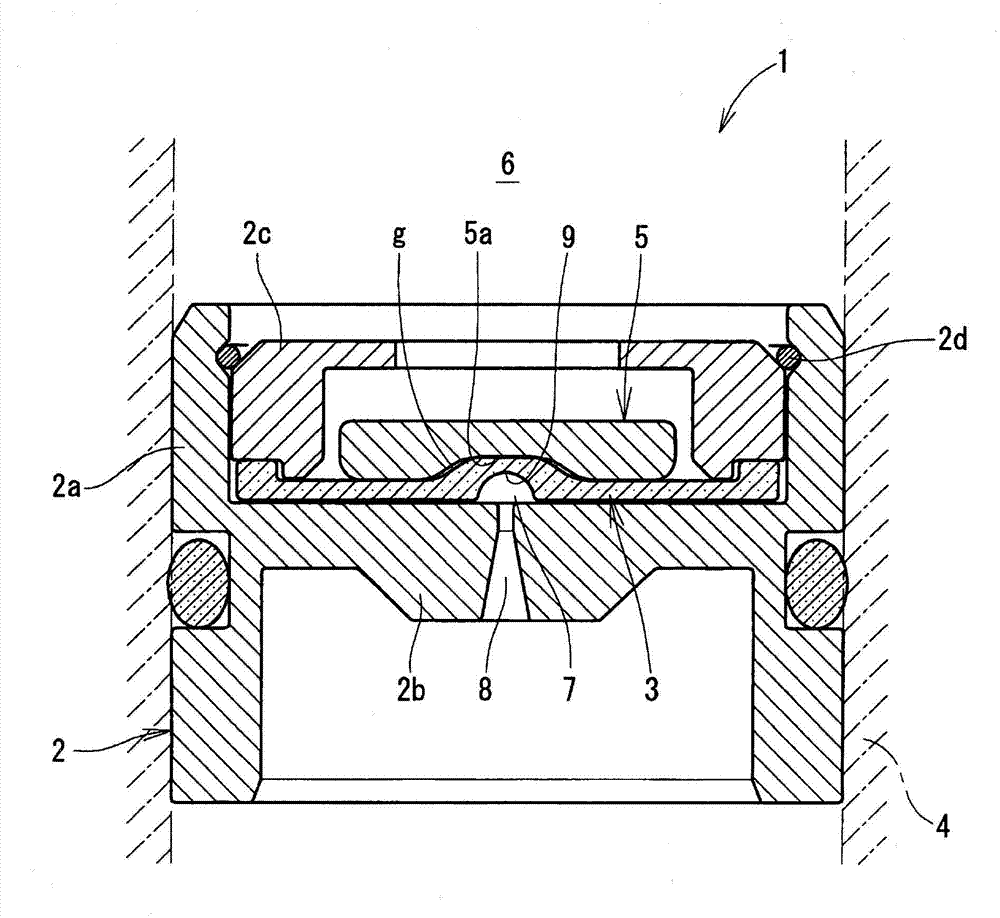 Diaphragm device and pressure regulating reservoir using the same