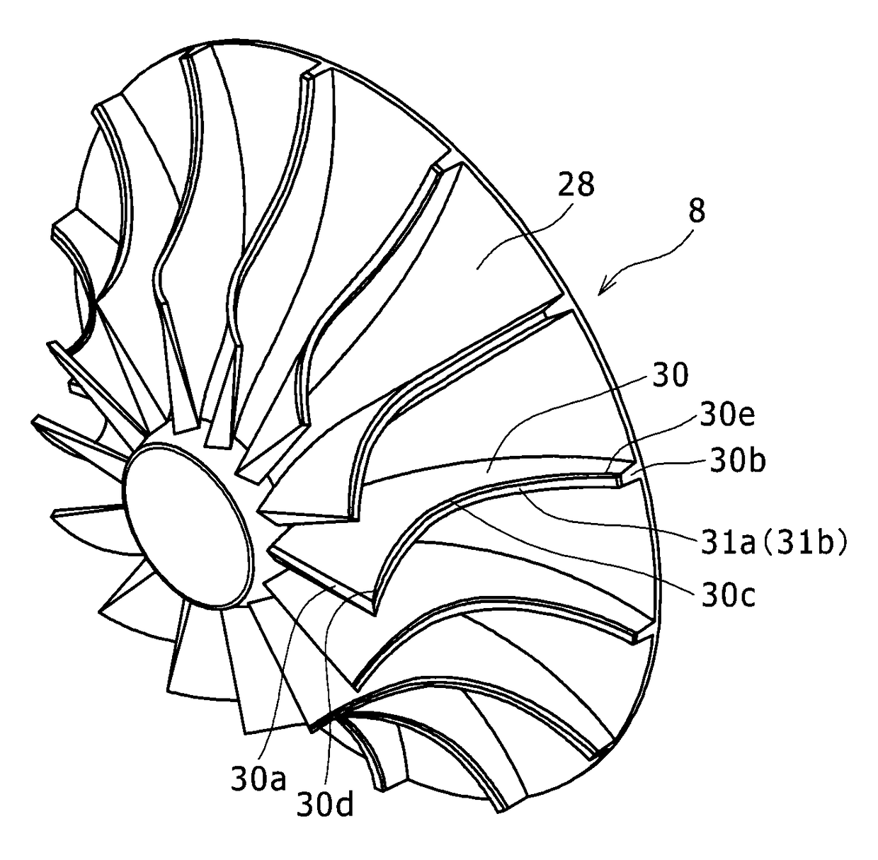 Rotary machine, blade wheel used in rotary machine, and blade wheel manufacturing method