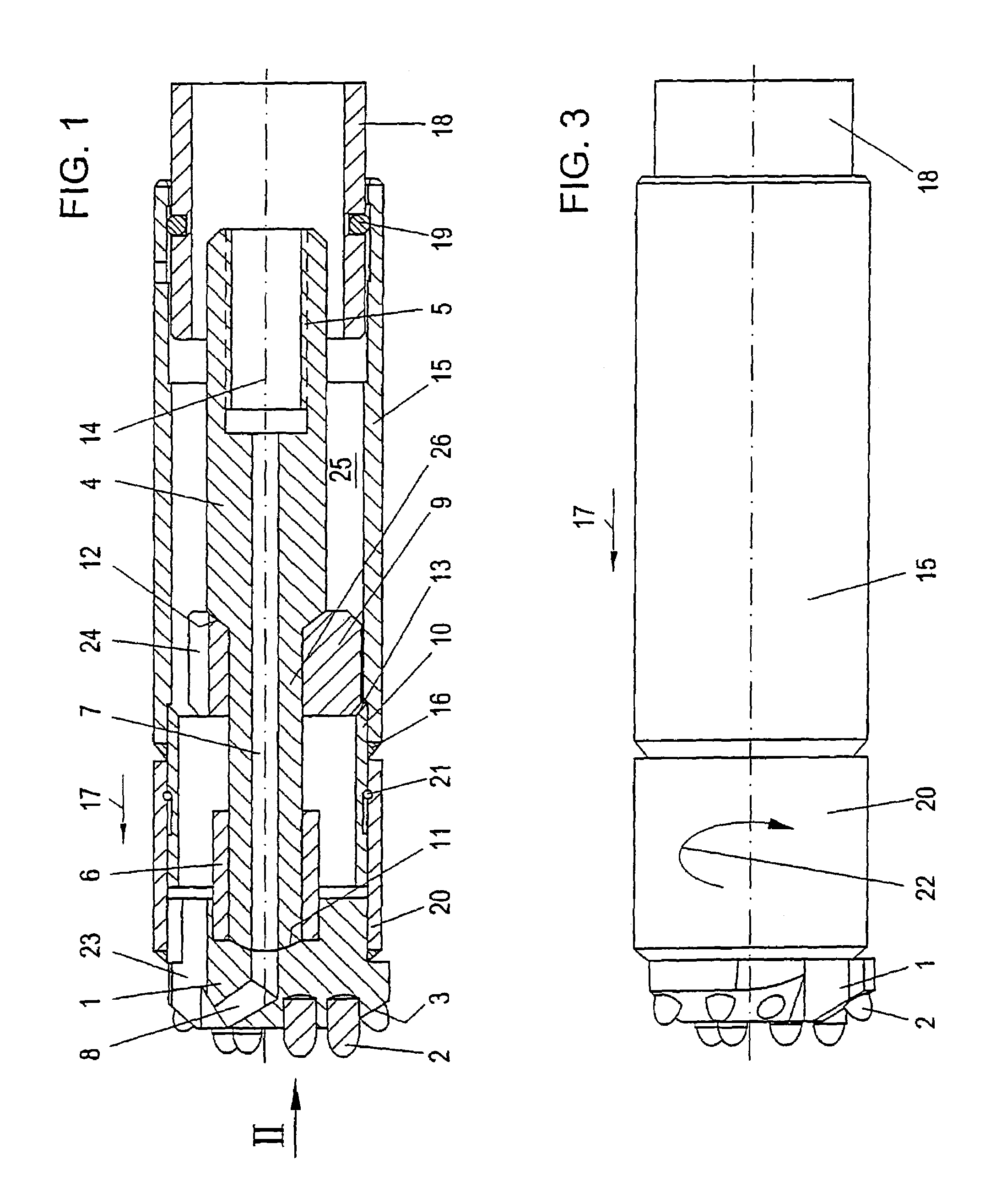 Method and device for the drilling of holes in ground or rocky material