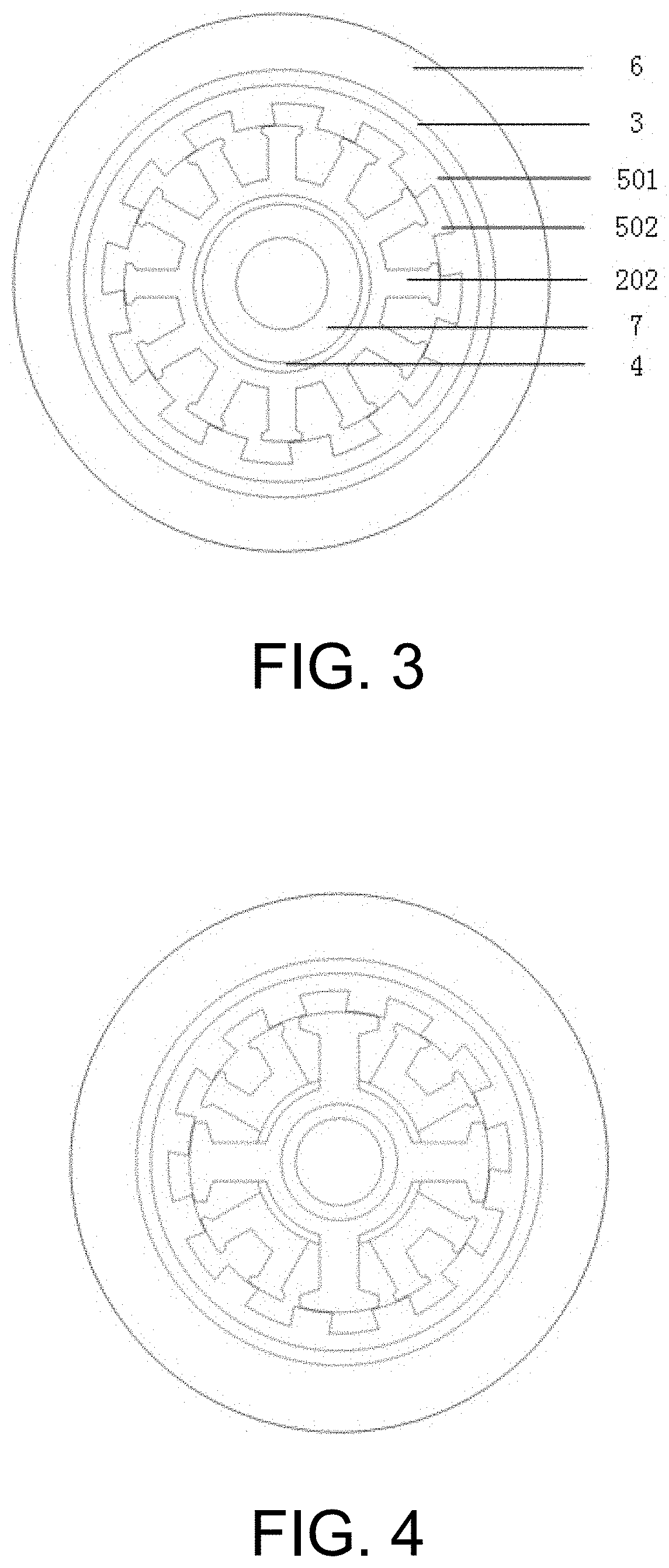 Axial split-phase bearingless flywheel motor of three phases and four degrees of freedom