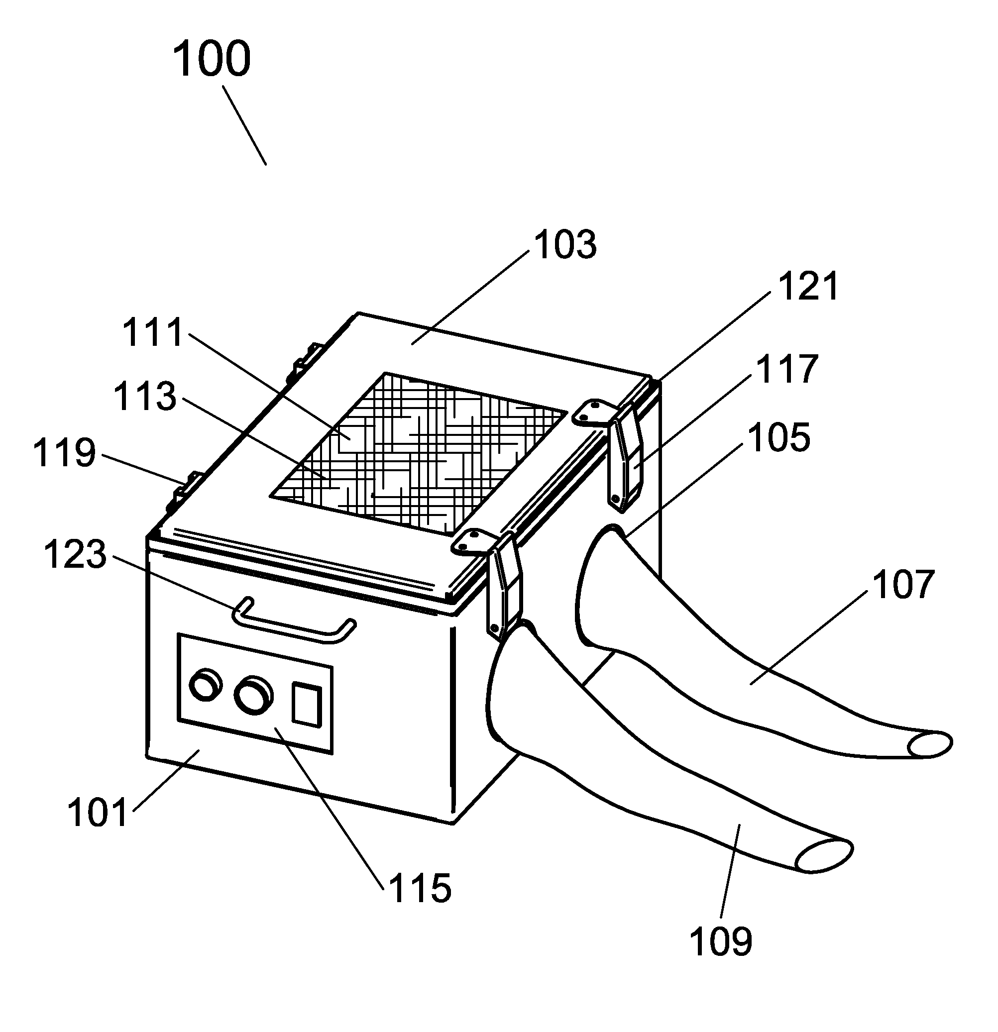 Electromagnetic isolation chamber with unimpeded hand entry