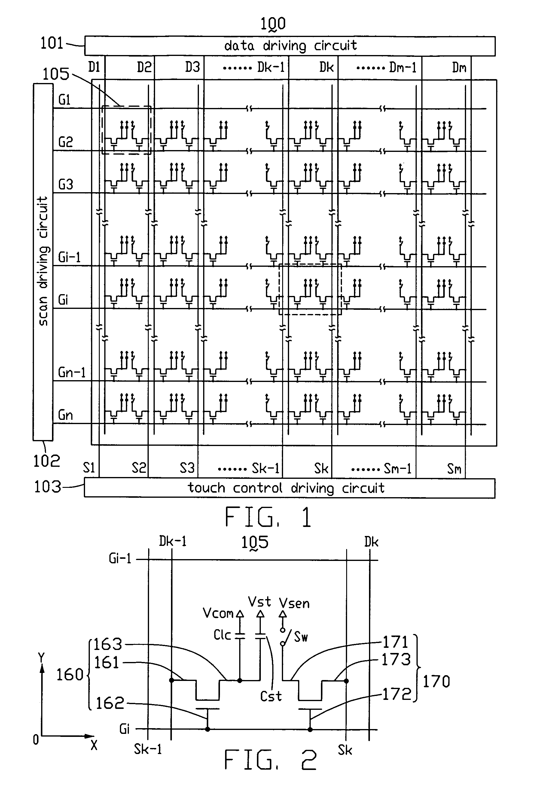 Touch-sensitive liquid crystal display device with built-in touch mechanism and
method and method for driving same