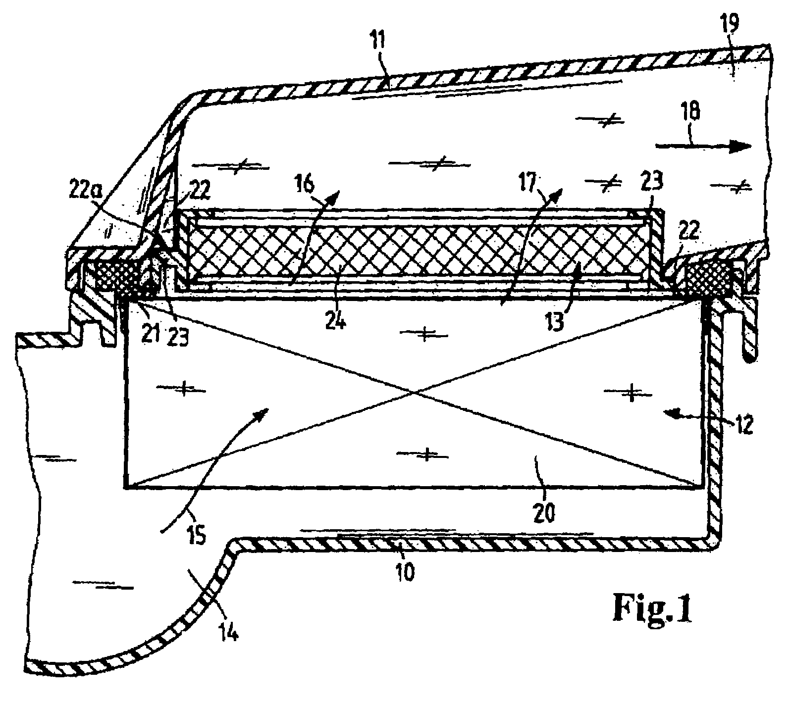 Active carbon coated filter element for preventing the leaking of hydrocarbons