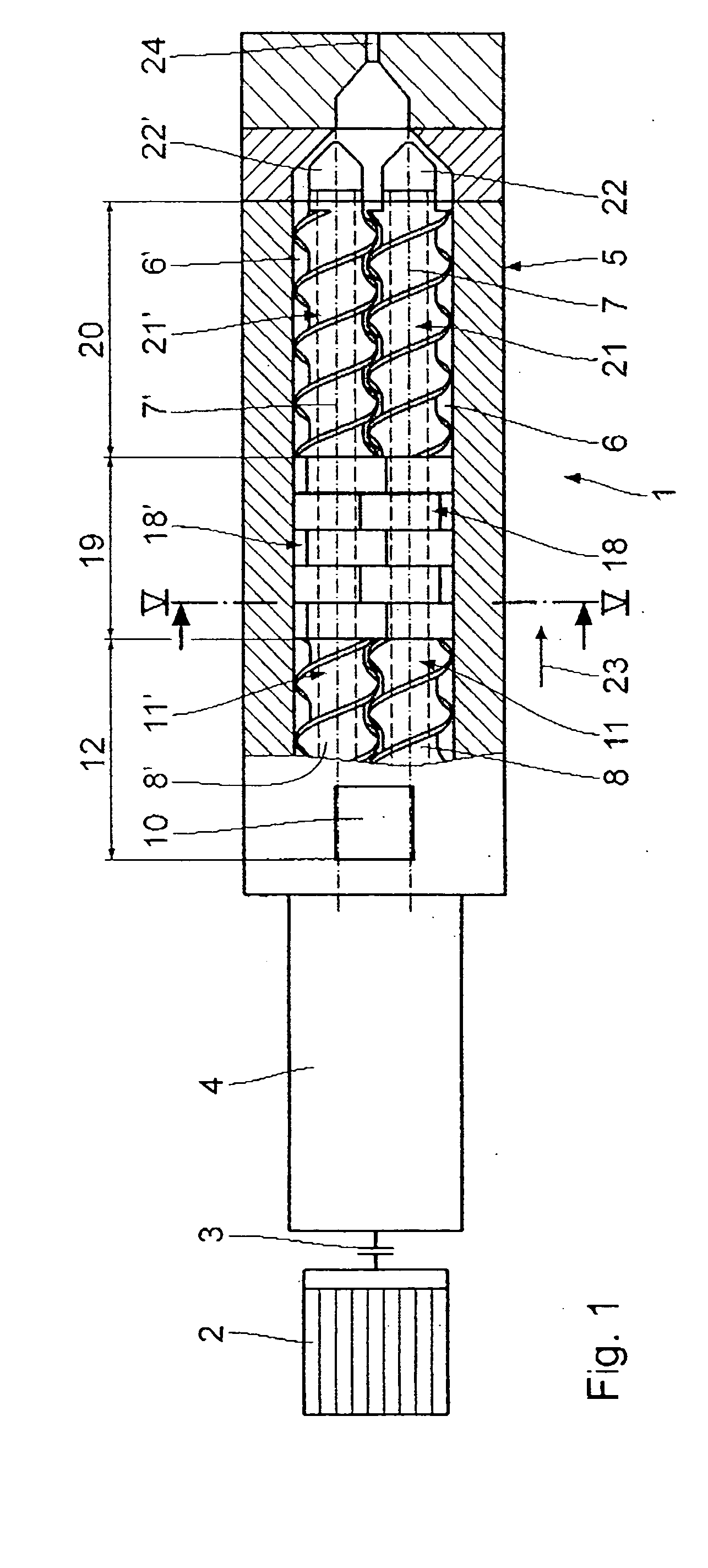 Screw-type extruding machine comprising mixing and kneading disks