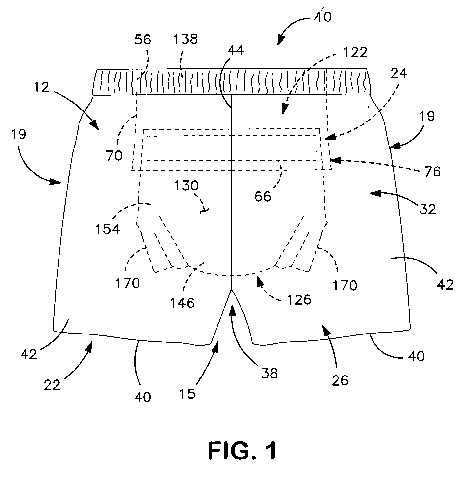 Garment having an outer shell that freely moves in relation to an absorbent assembly therein