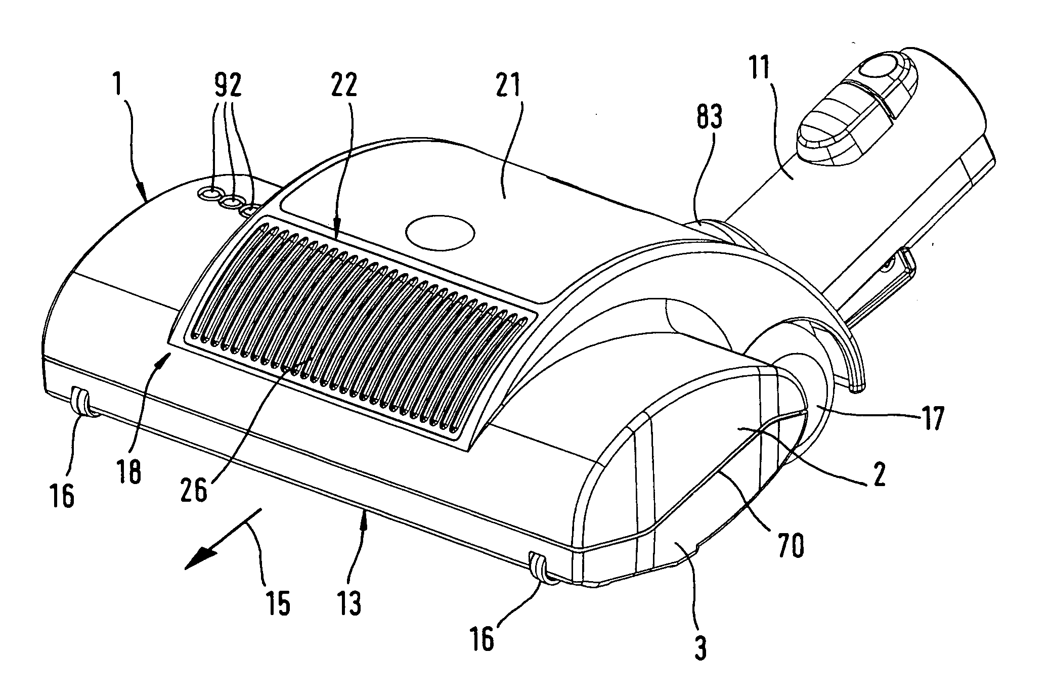 Cleaning Tool for Floor Surfaces Having an Illumination Element for a Working Area