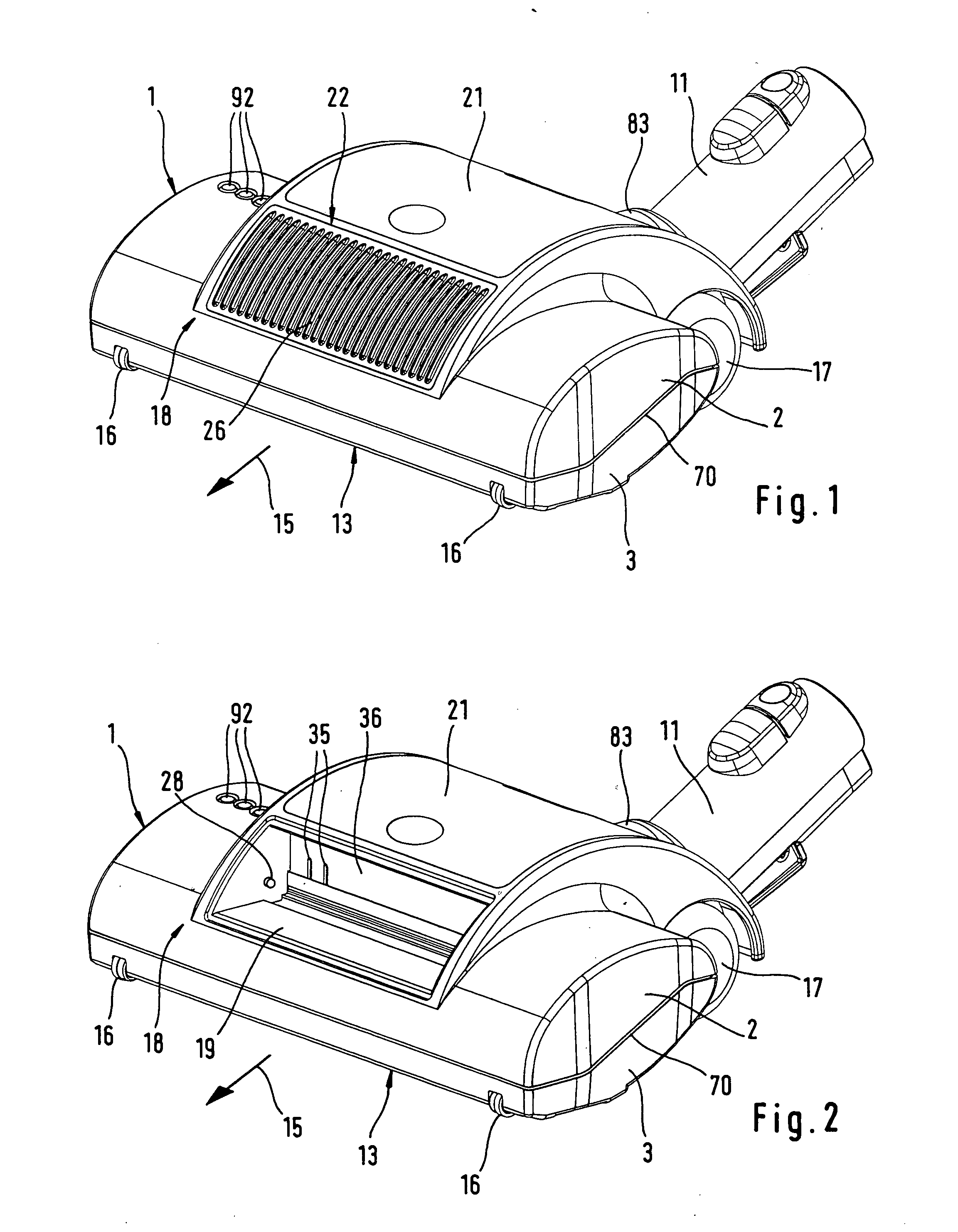 Cleaning Tool for Floor Surfaces Having an Illumination Element for a Working Area