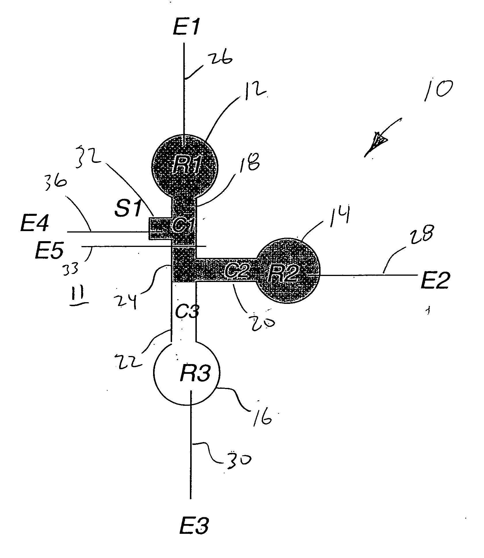 Counter electroseparation device with integral pump and sidearms for improved control and separation