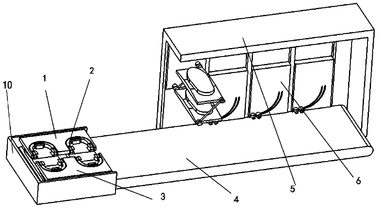 Shoe wearing and taking-off mechanism and automatic shoe wearing and taking-off device