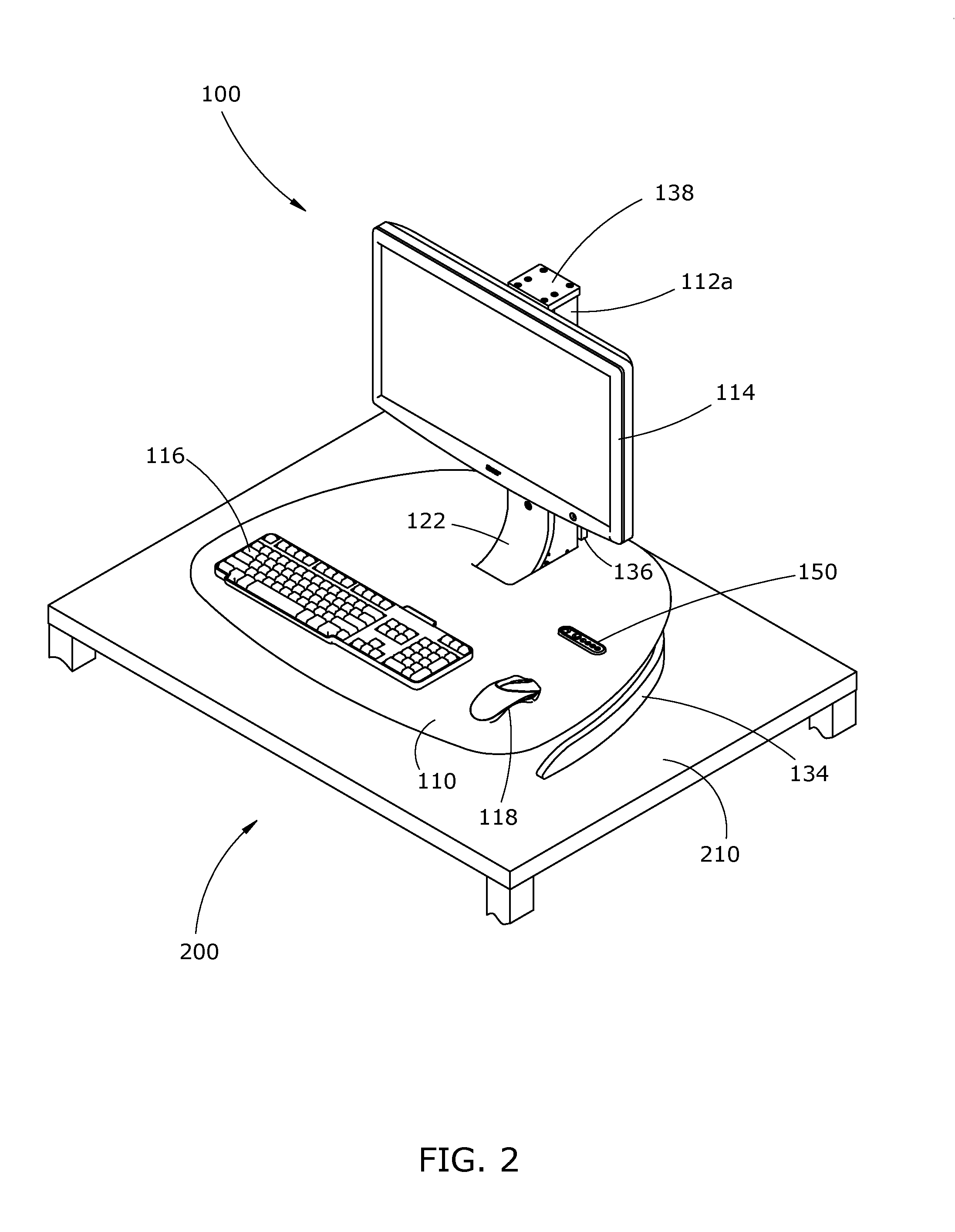 Electric height adjustable platform for computer keyboard and monitor