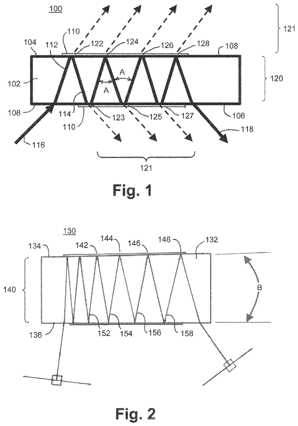 Nonlinear optical devices with zig-zag beam paths