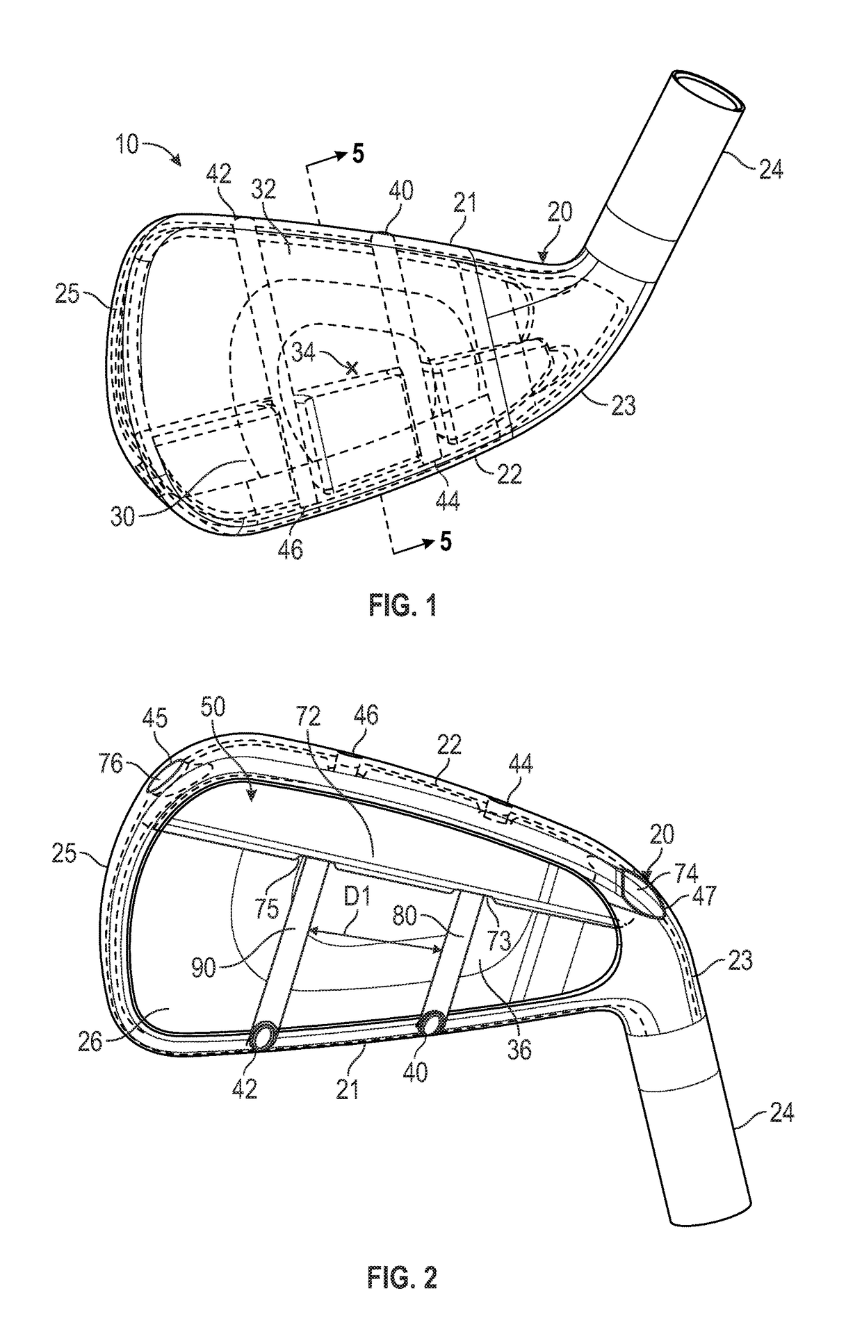 Iron-type golf club head with elevated weight bar and stress-relieving structures