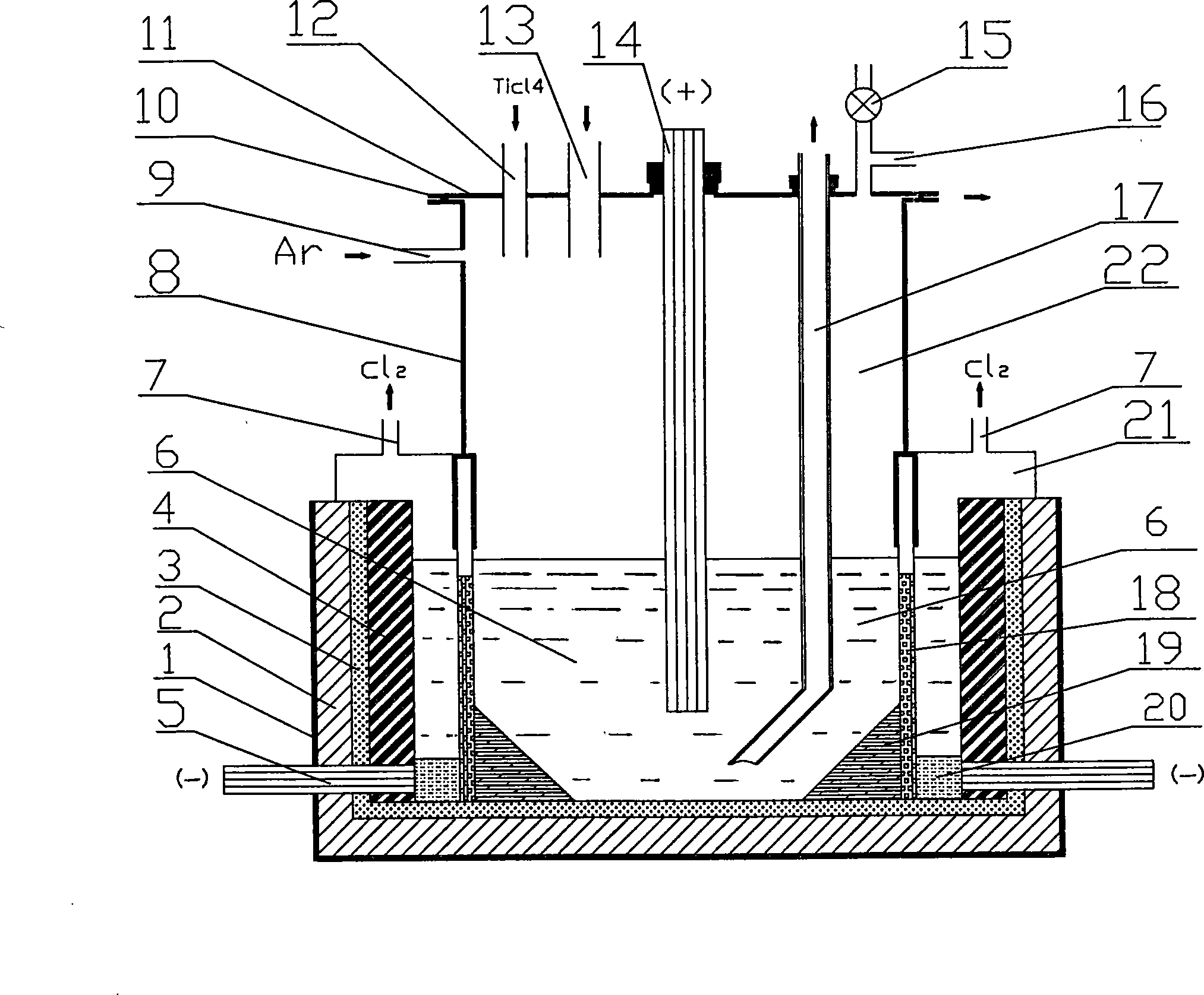 Method for preparing metallic titanium by electrolyzing TiCl4 molten salt and electrolysis bath thereof