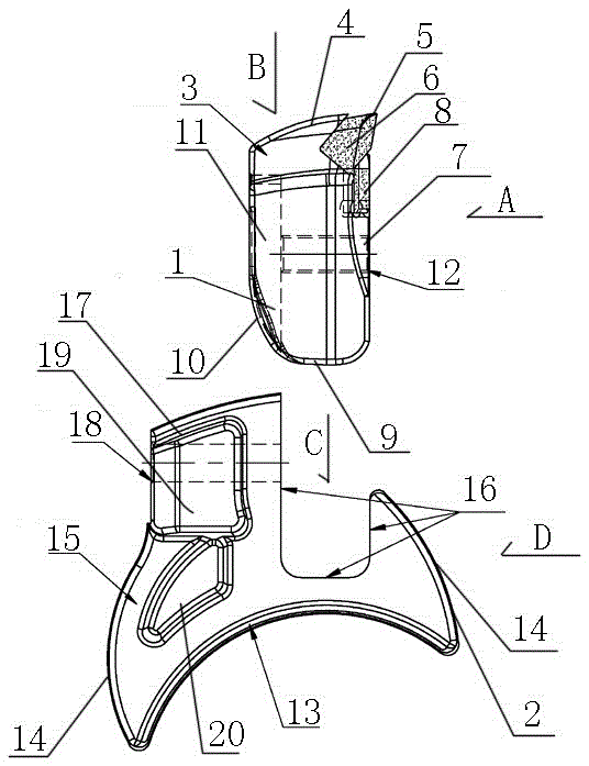 Combined material breaking tooth structure for waste treatment