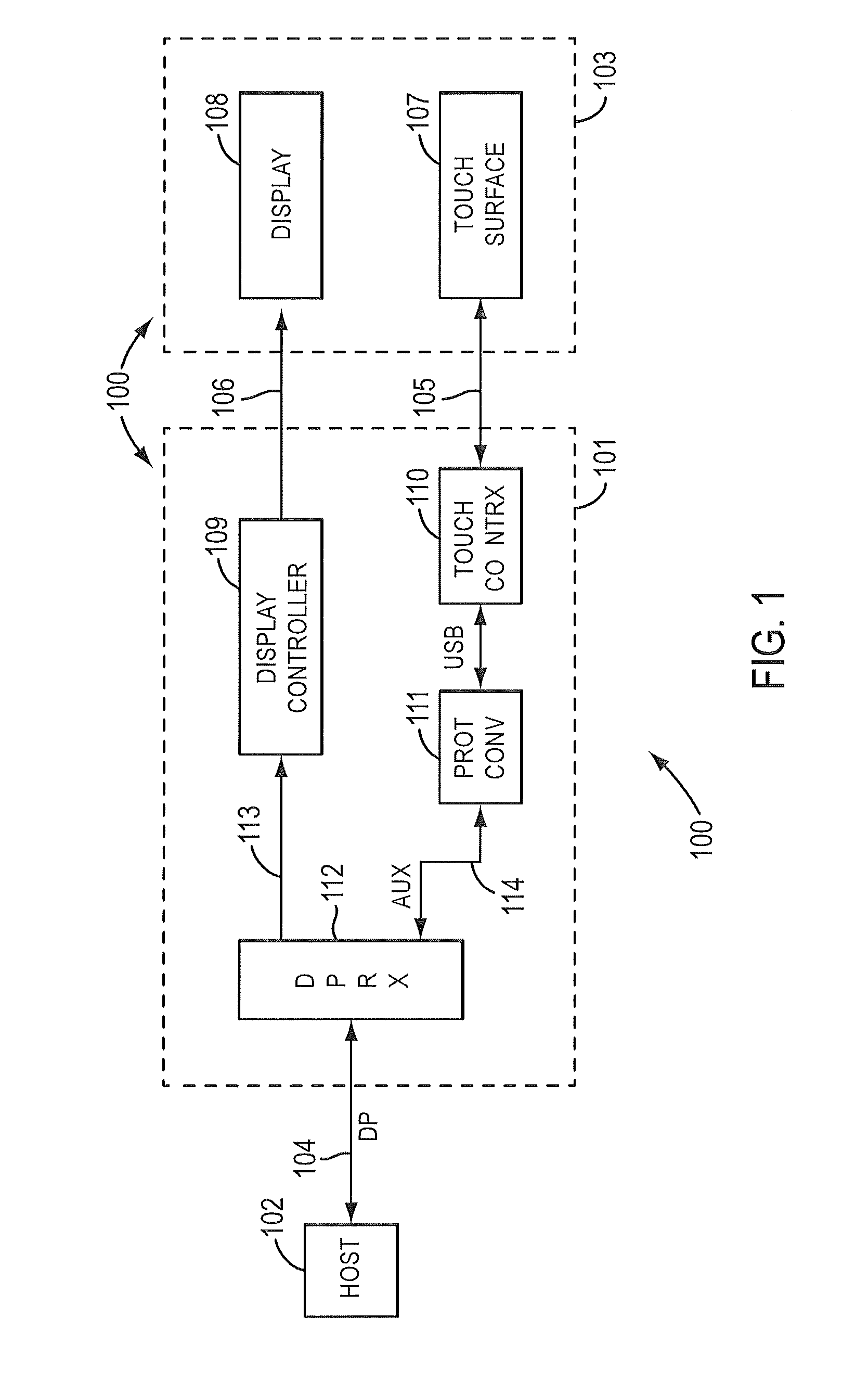Integrated display and touch system with displayport/embedded displayport interface
