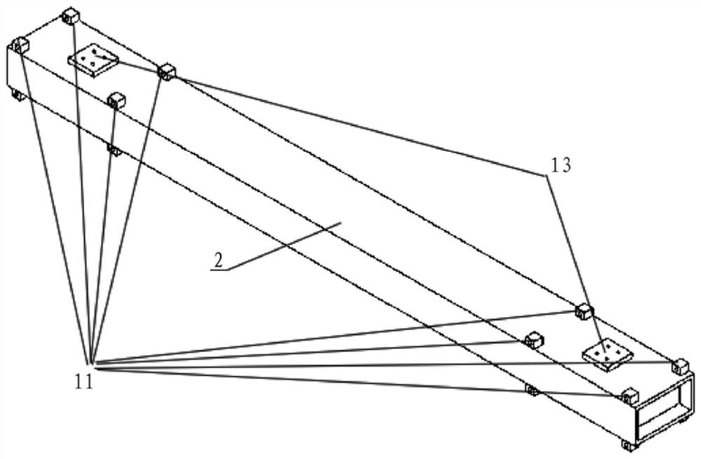 A test bench reaction force crossbeam hugging and lifting device