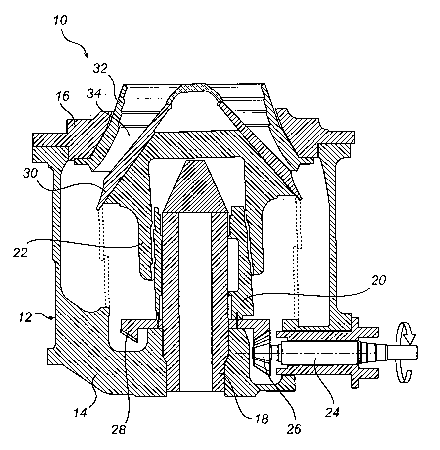 Assembly and method for restricting spinning in a gyratory crusher