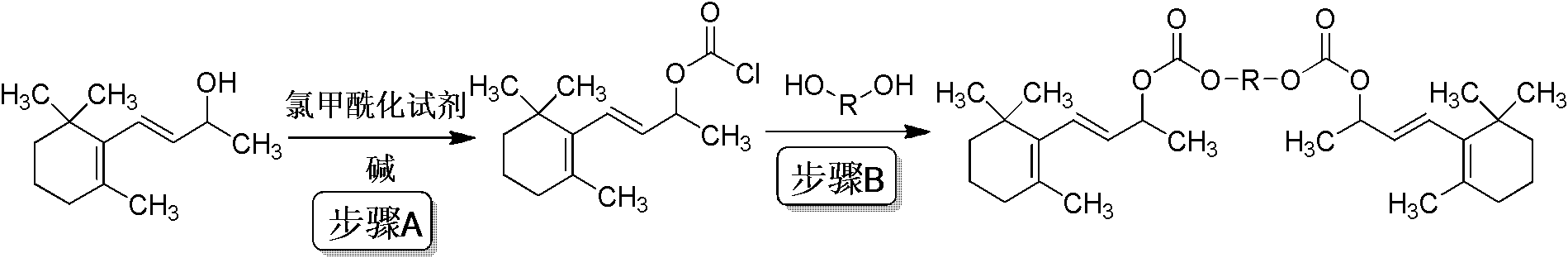 Monosaccharide beta-ionol carbonate diester compound as well as preparation method and application thereof