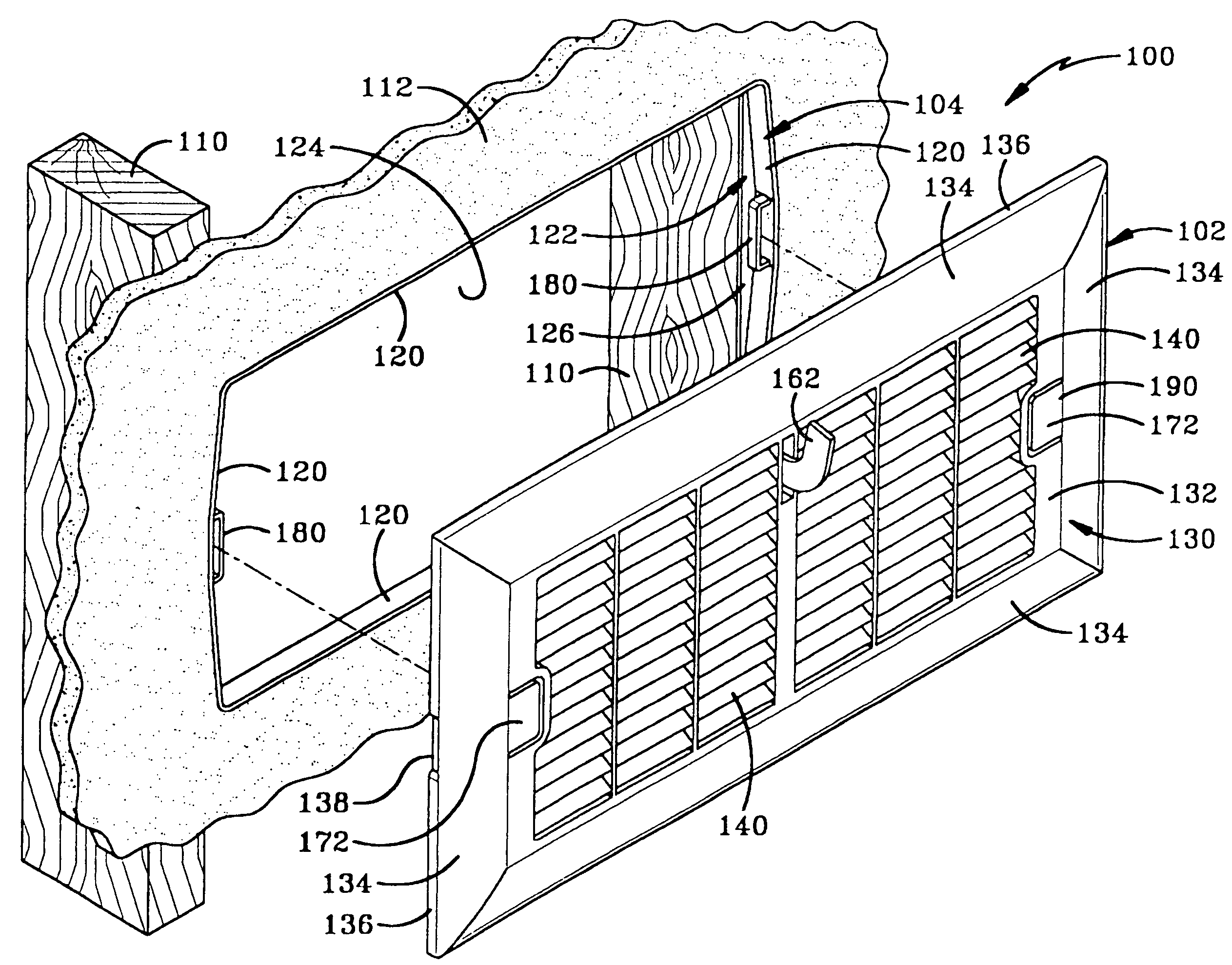Register grille and connector frame with releasable connection